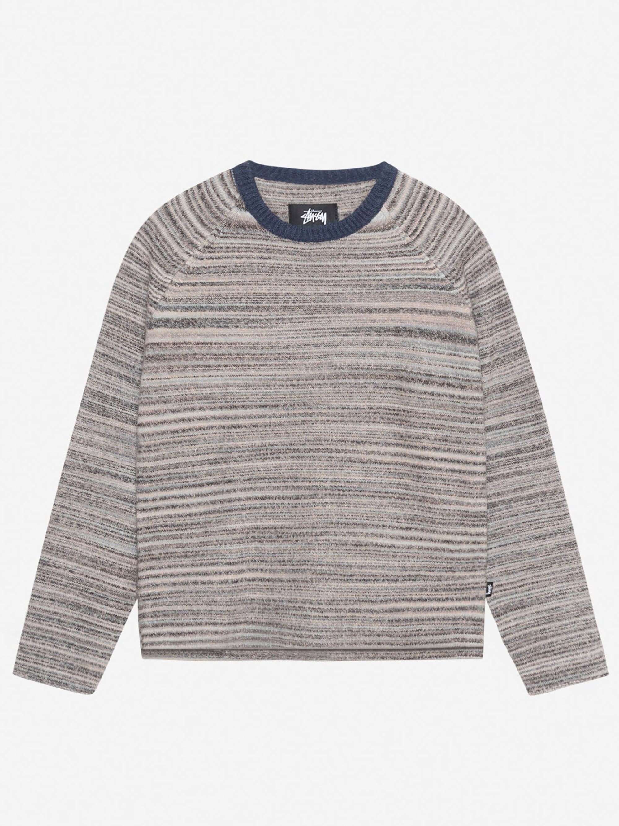Stussy Textured Contrast Collar Crew - Grey Multi – Goodhood