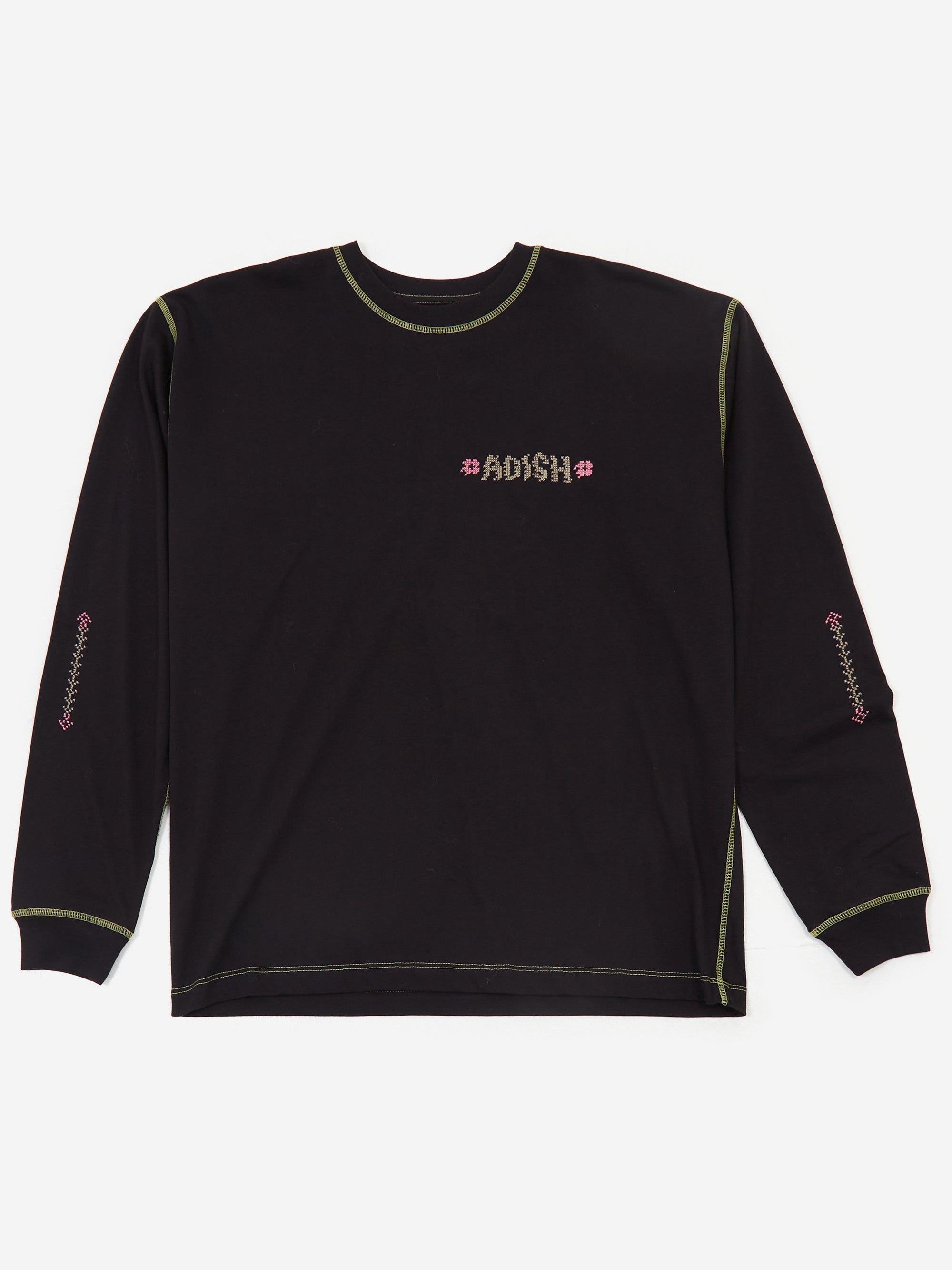 Adish Tatreez Logo Contrast Stitched Long Sleeve Shirt - Black