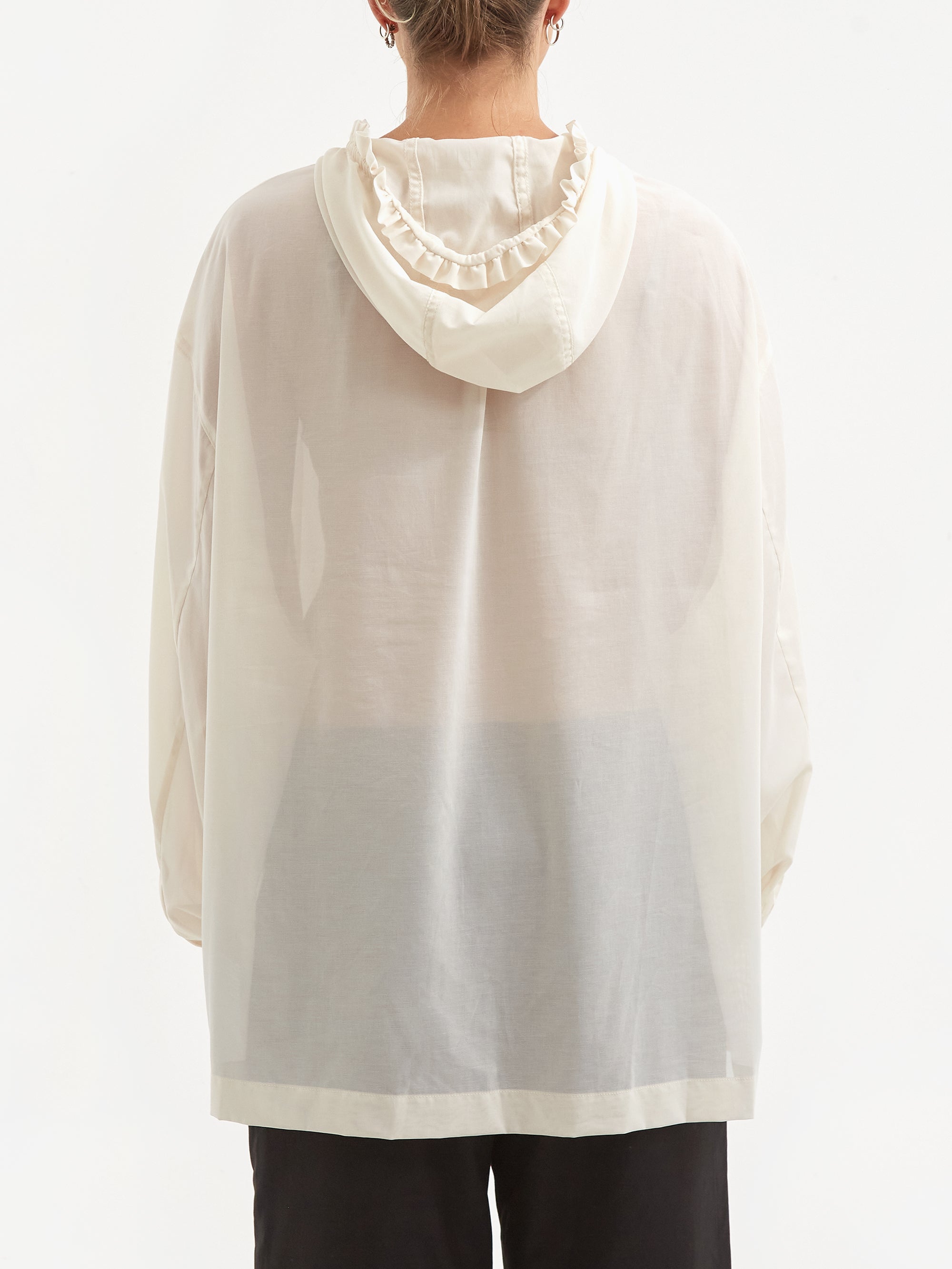 AMOMENTO Shirring Hooded Shirt - Ivory – Goodhood
