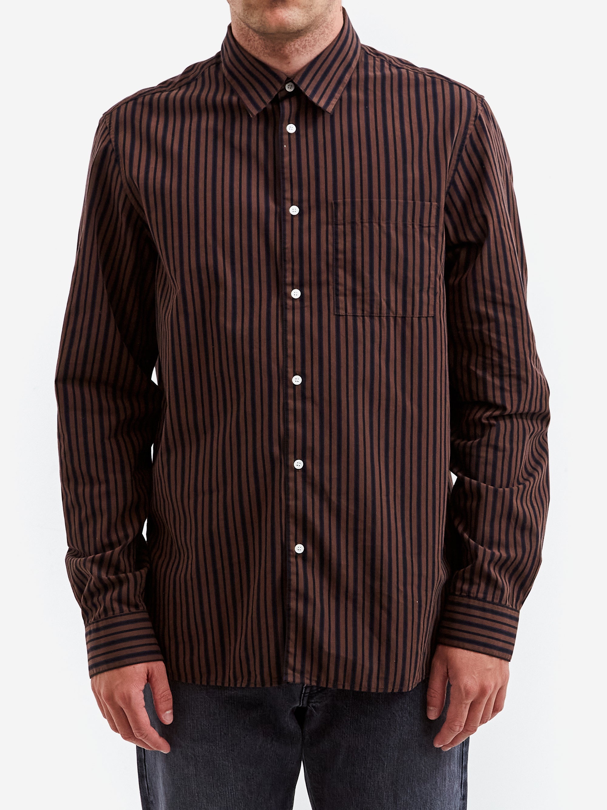 ANOTHER ASPECT ANOTHER Shirt 3.0 - Brown/Black Stripe, view 2