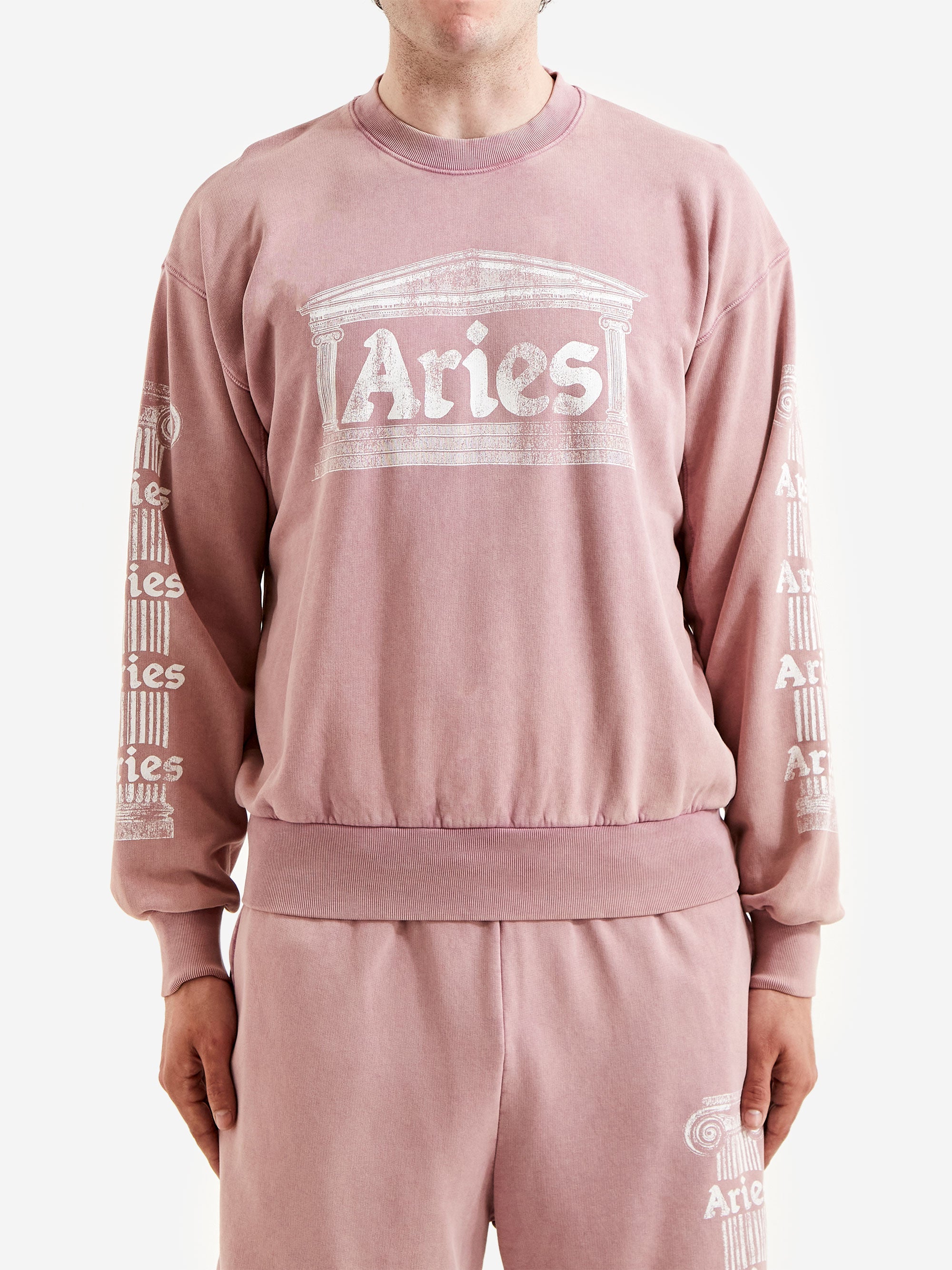 Aries Aged Ancient Column Sweat - Pink – Goodhood