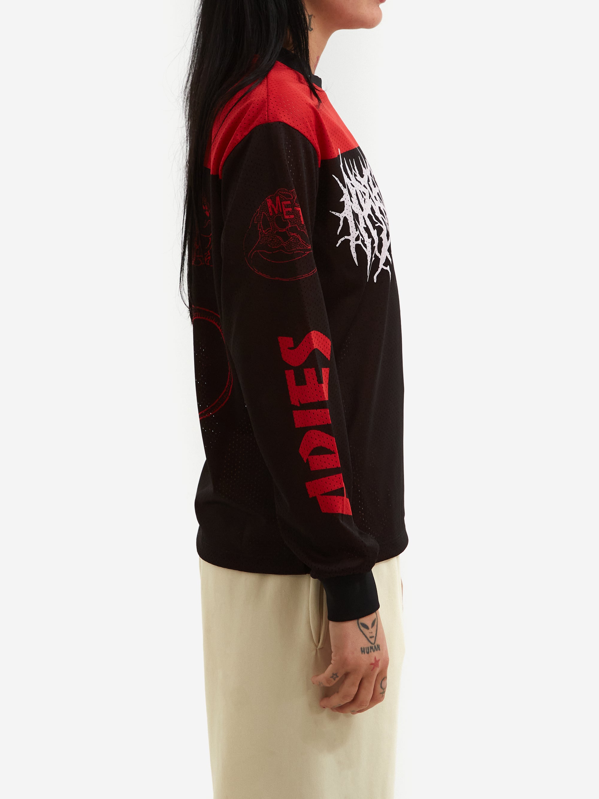 Aries Airtex Metal Long Sleeve Tee W - Black/Red – Goodhood