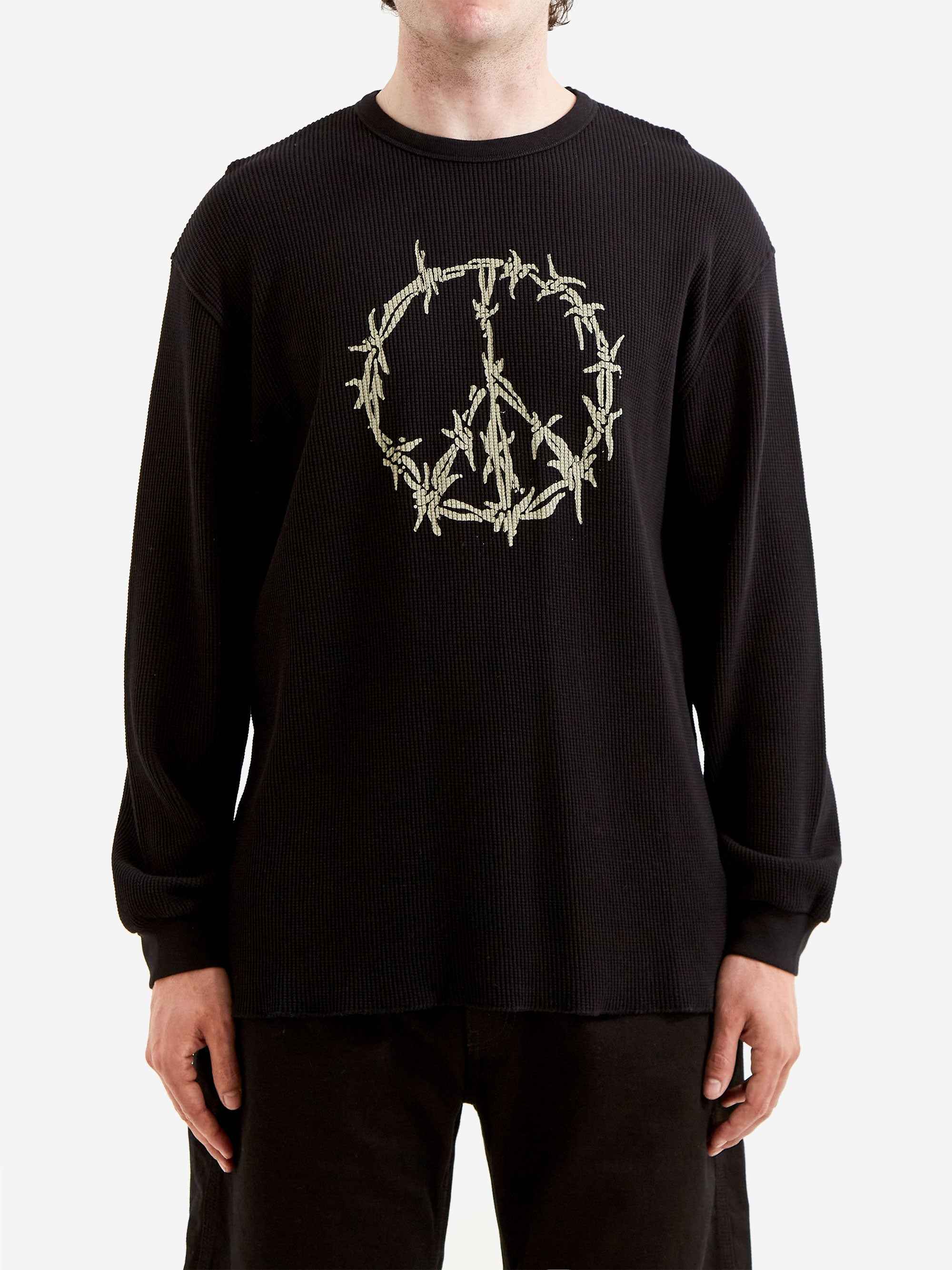 Aries Peace Press Gothic Waffle LS Tee - Black – Goodhood