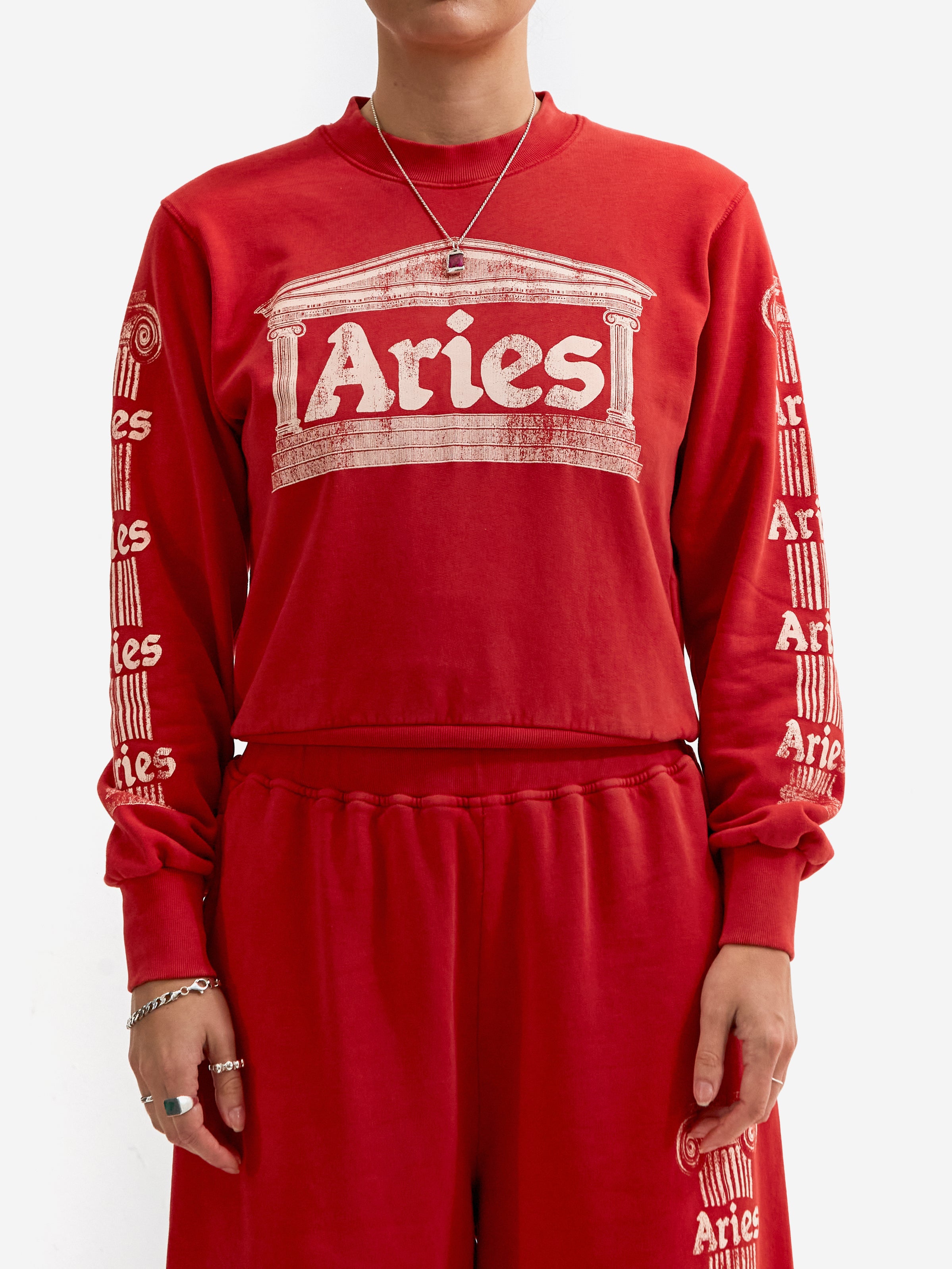 Aries Aged Ancient Column Sweatshirt W - Red – Goodhood