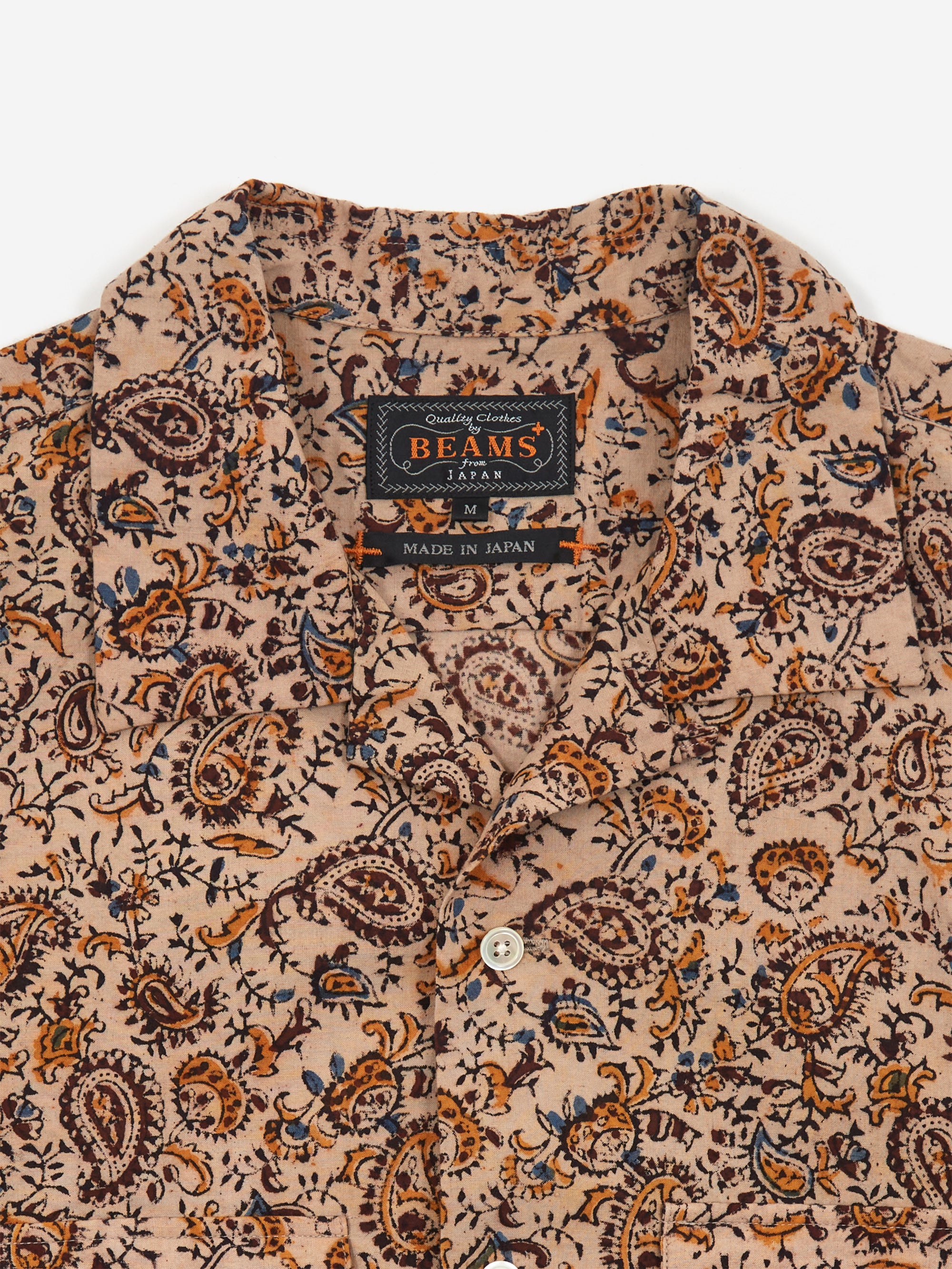 OPEN COLLAR SS SH - blockprint paisley