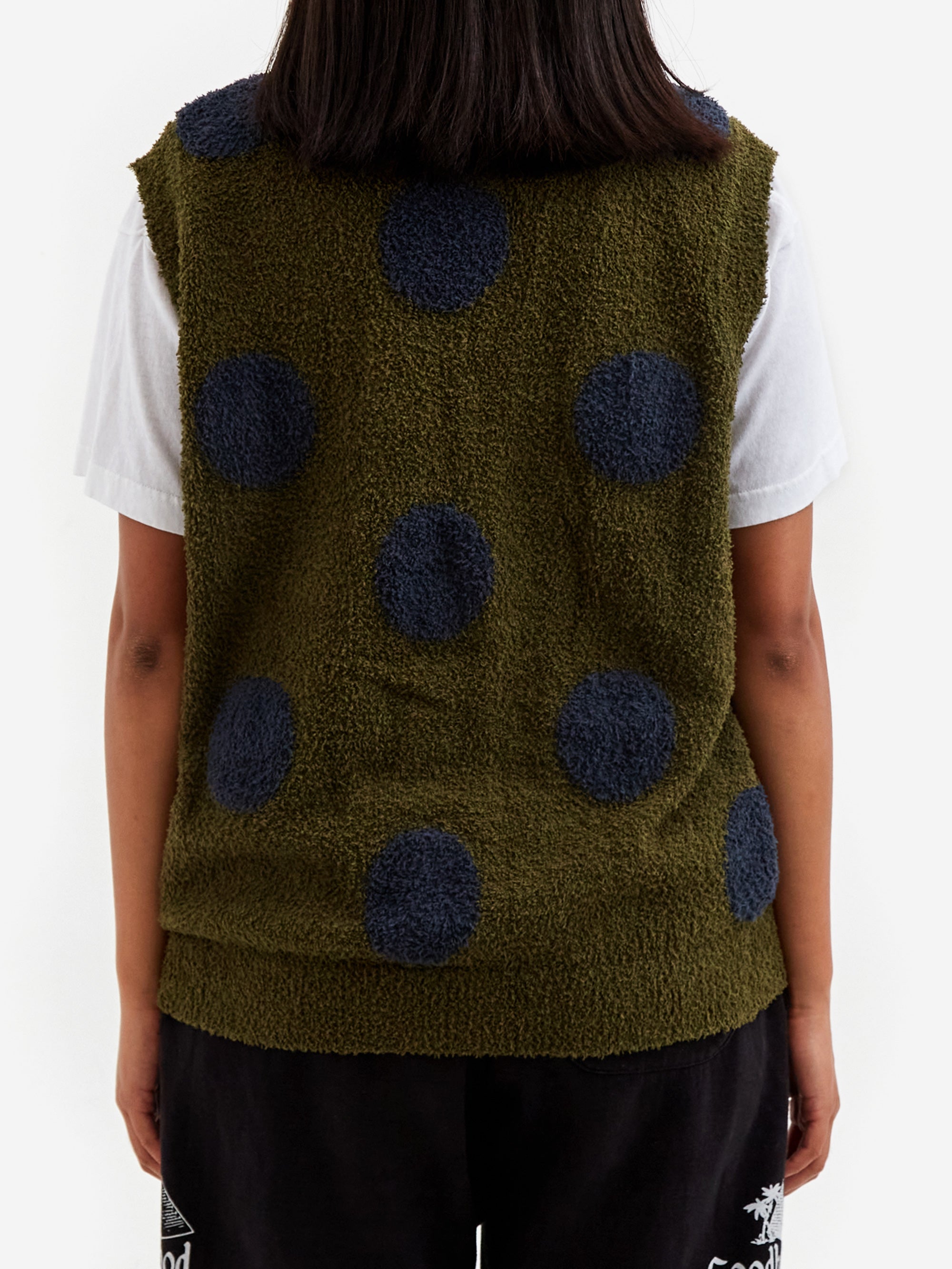 Brain Dead Teddy Fur Dot Knit Sweater Vest W - Olive