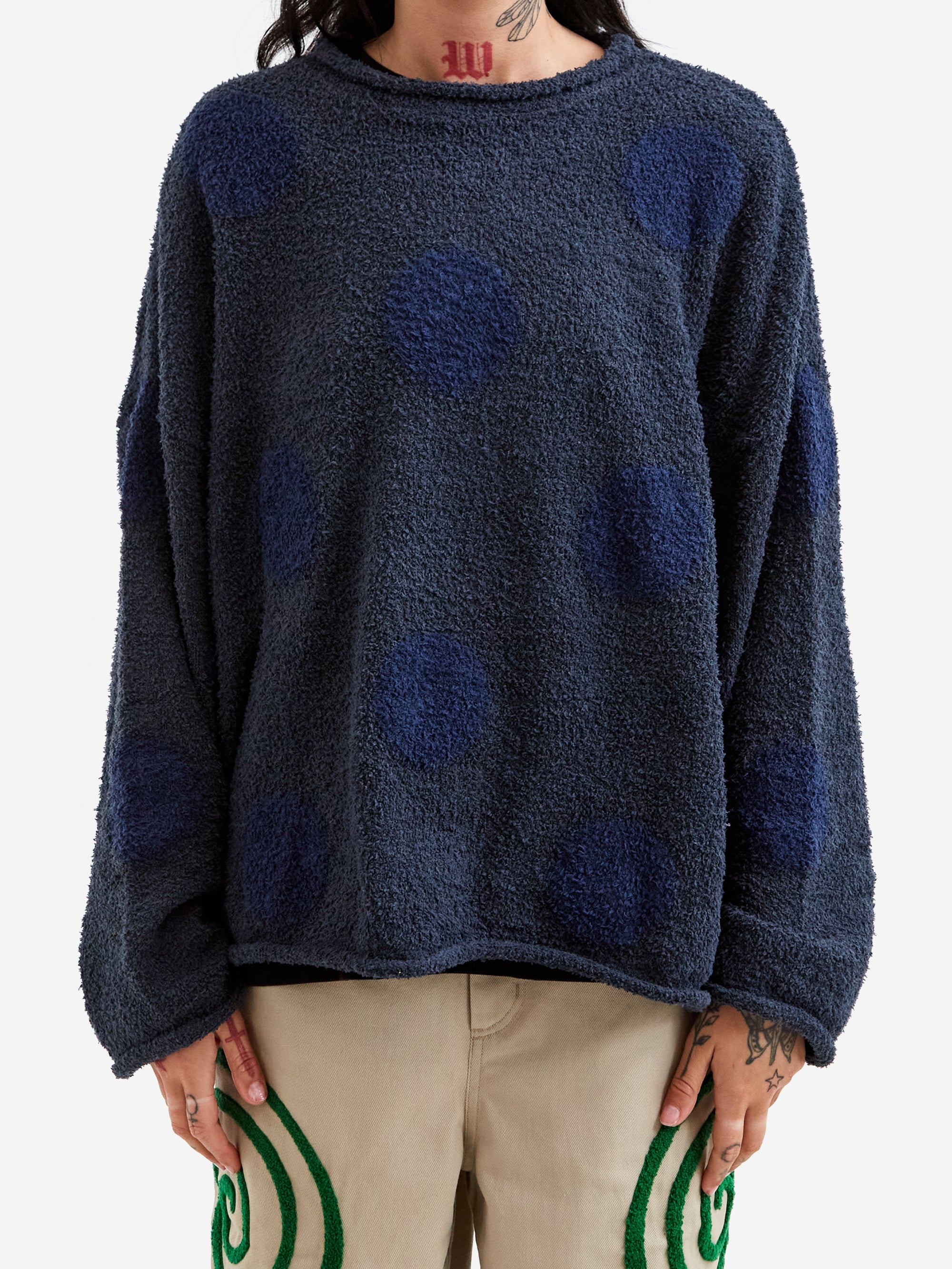 Brain Dead Teddy Fur Dot Knit Sweater W - Navy