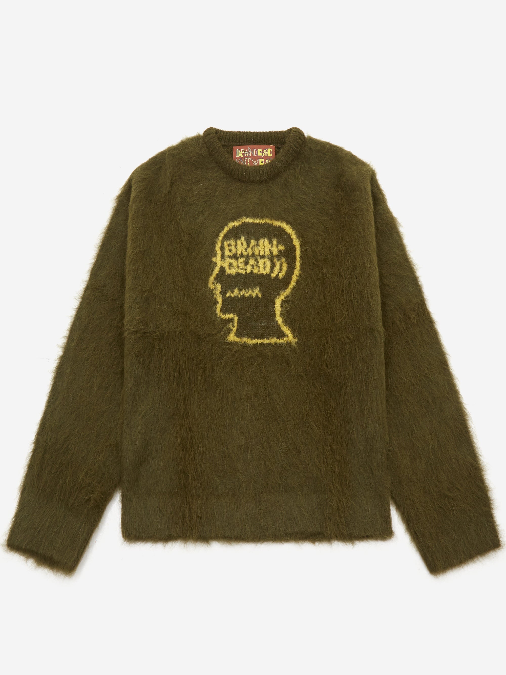 Brain Dead Uni Logo Head Knit Sweater - Olive