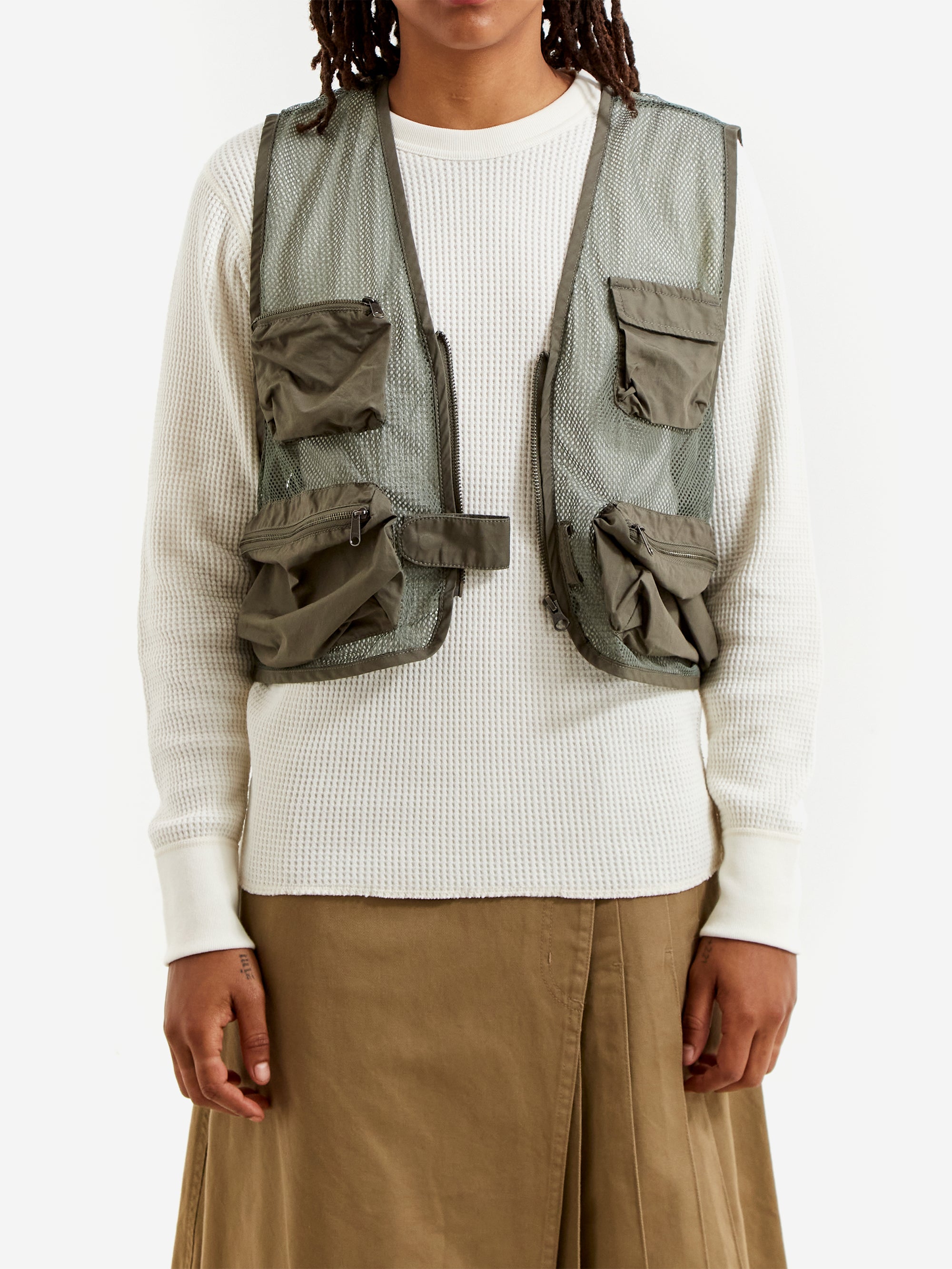 Beams Boy Mesh Fishing Vest Olive – Goodhood