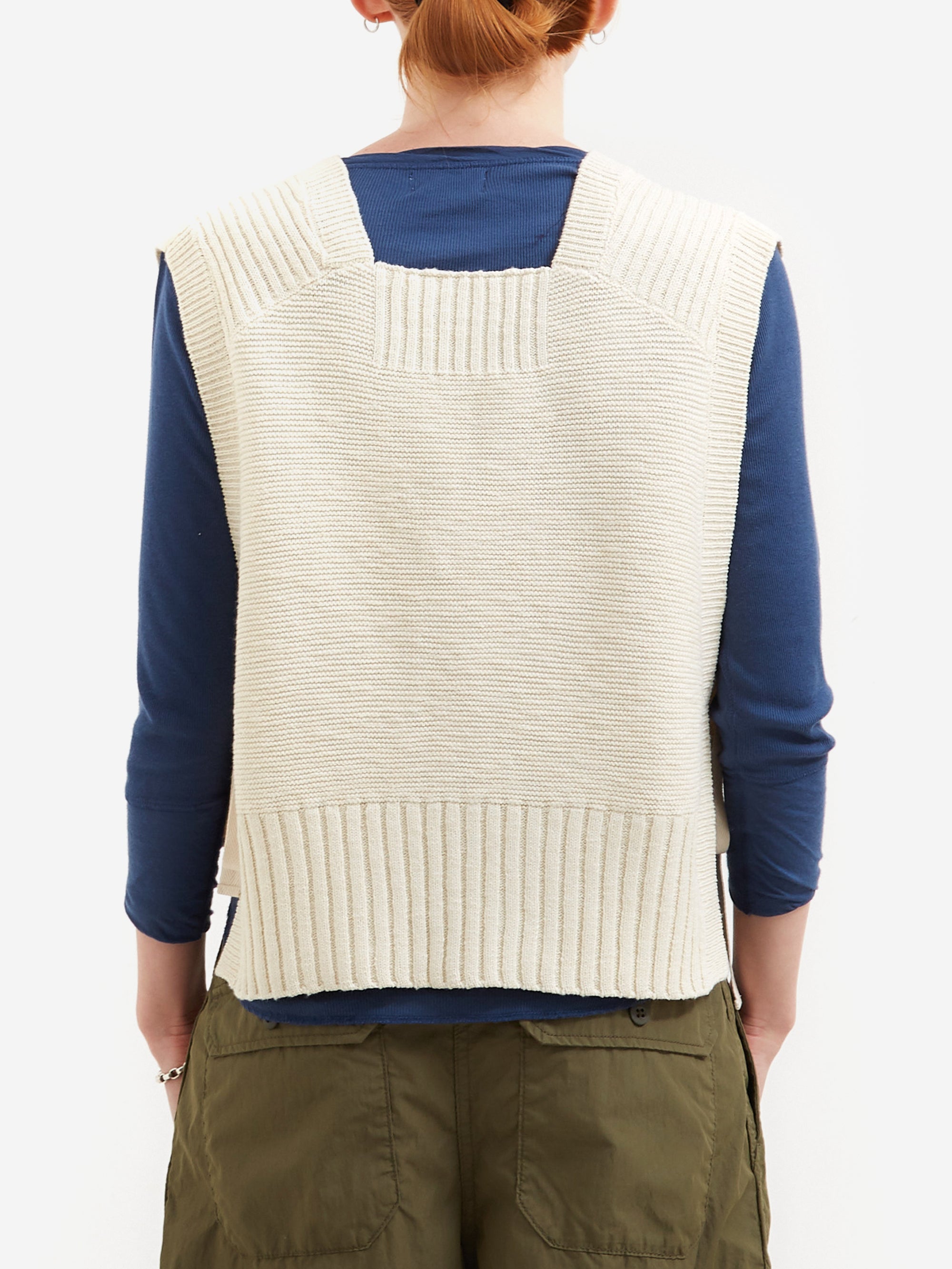 Beams Boy Side Ribbed Red Crossed Vest - Ivory – Goodhood