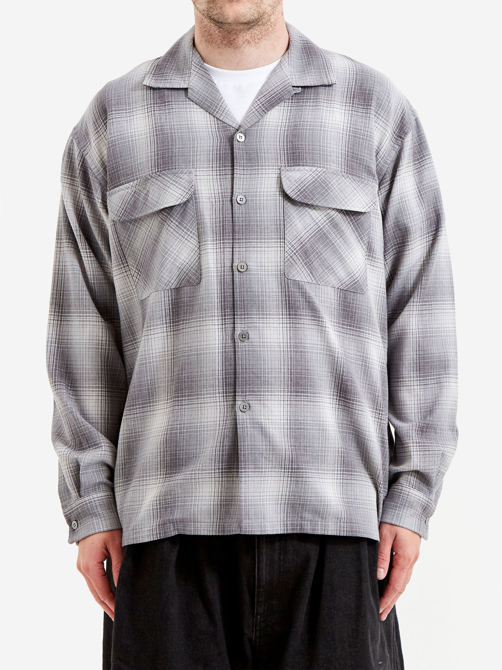Beams Ombre Open Collar Shirt - Grey – Goodhood