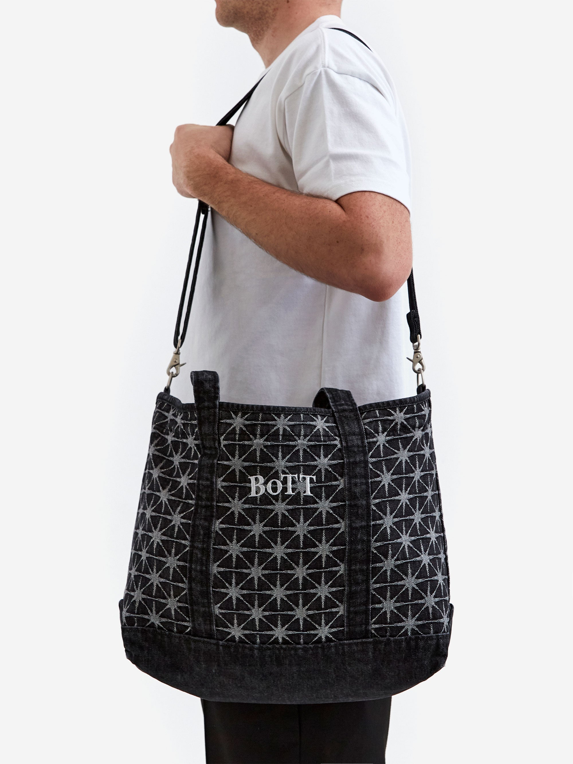 バッグ BOTT SPARKLE MONOGRAM DENIM TOTEBAG BoTT Sparkle Monogram Denim Totebag - Washed Black – Goodhood