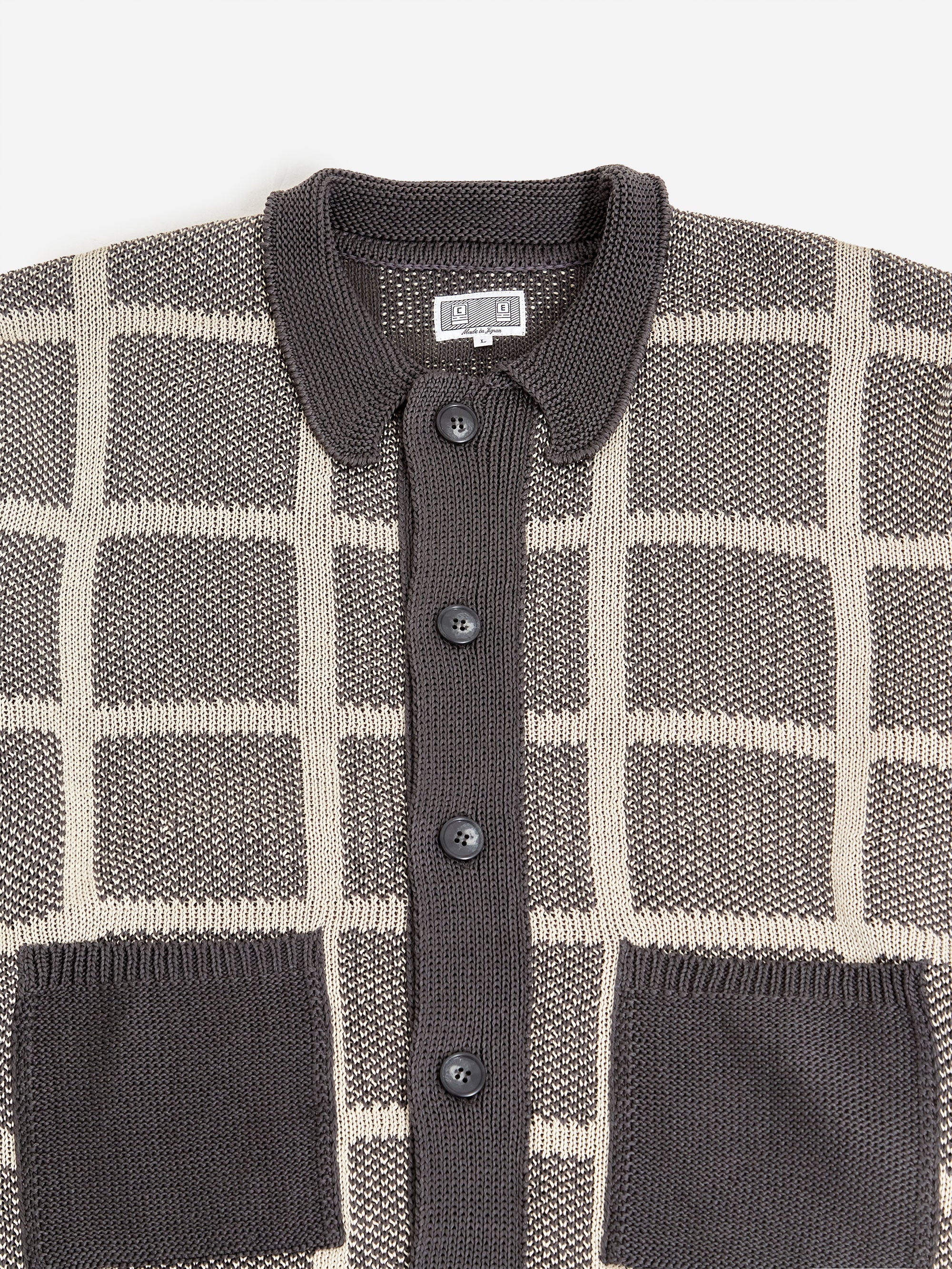 C.E Cav Empt Grid Loose Knit Cardigan - Charcoal – Goodhood
