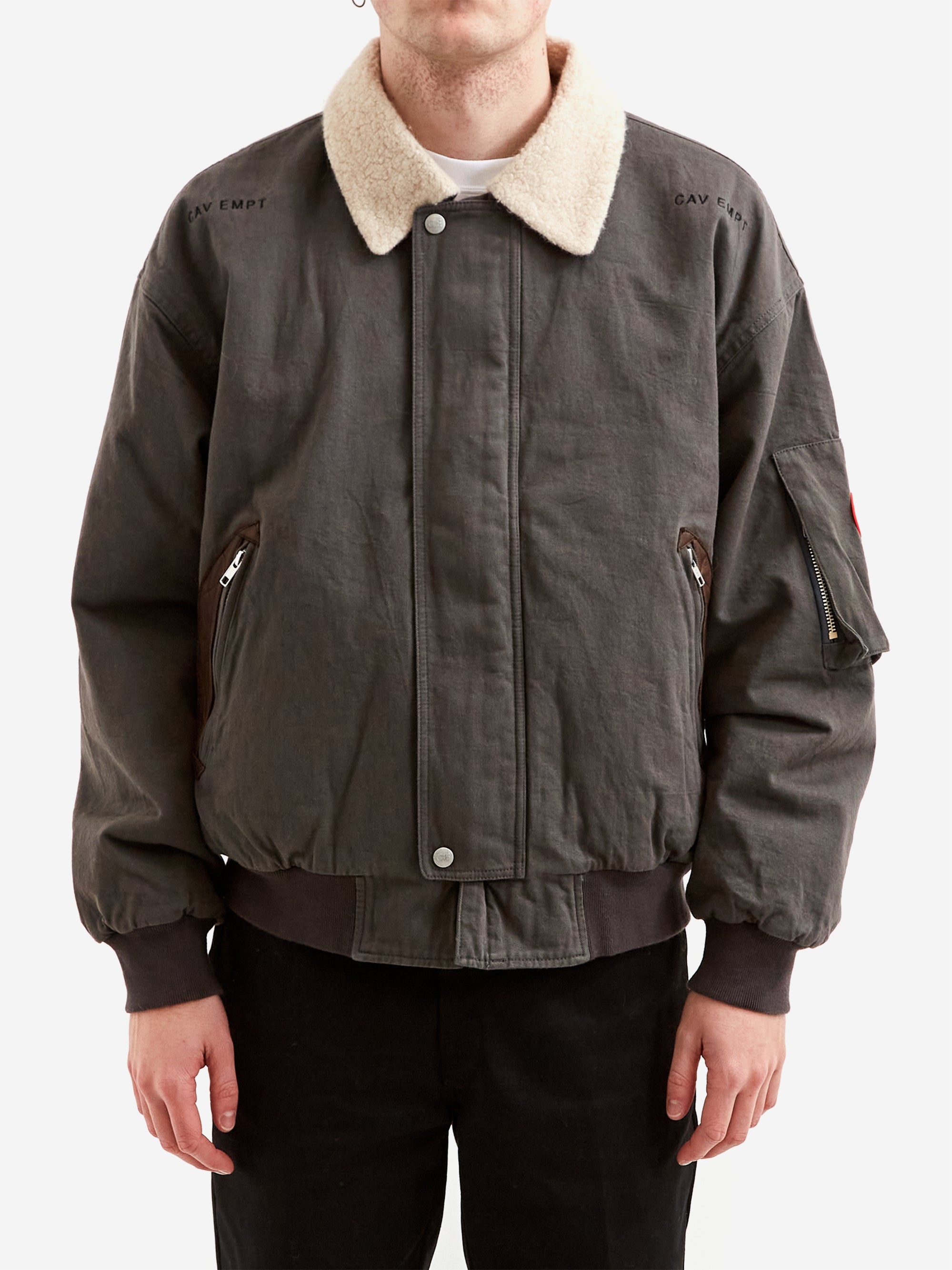 C.E Cav Empt Wool Boa Inner Zip Jacket Charcoal Goodhood