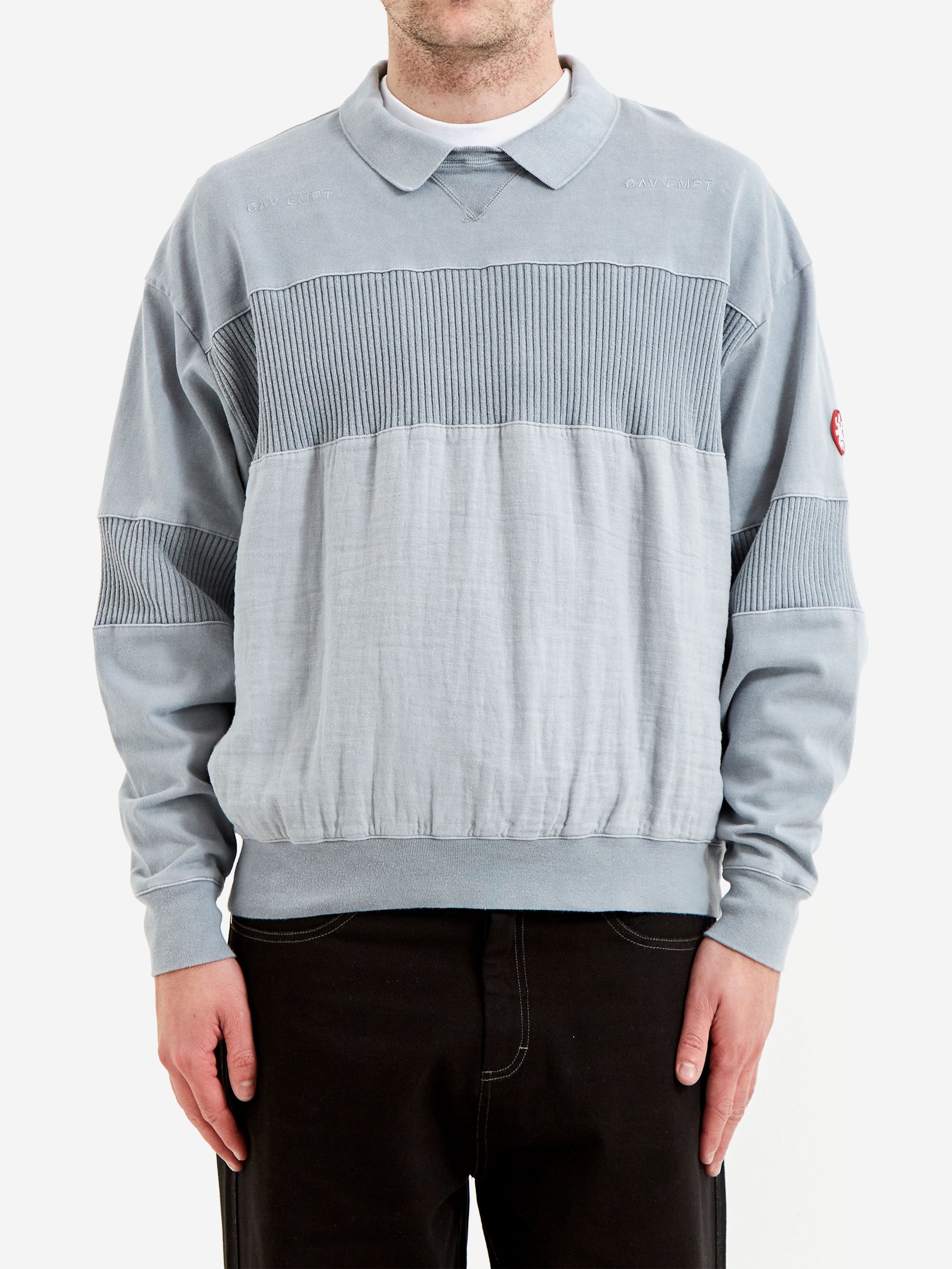 C.E Cav Empt Overdye Collared Light Crew Neck - Grey – Goodhood