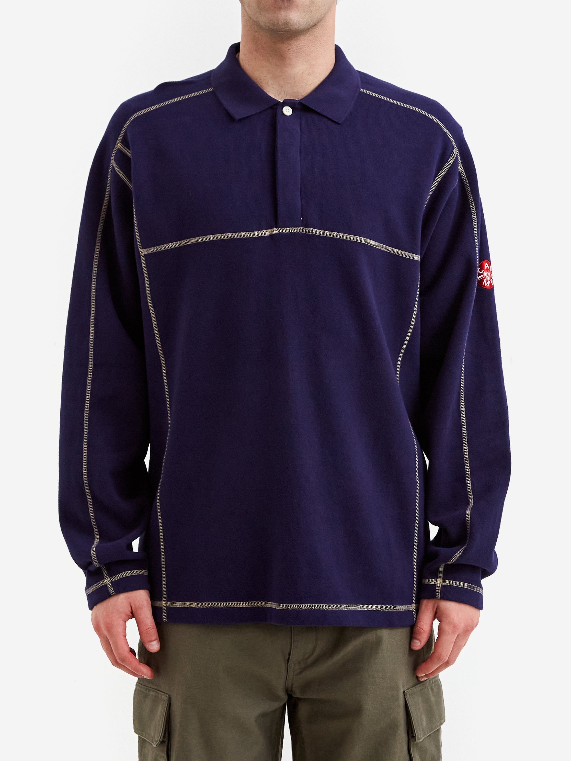 C.E Cav Empt Double Knit Longsleeve Polo - Navy – Goodhood