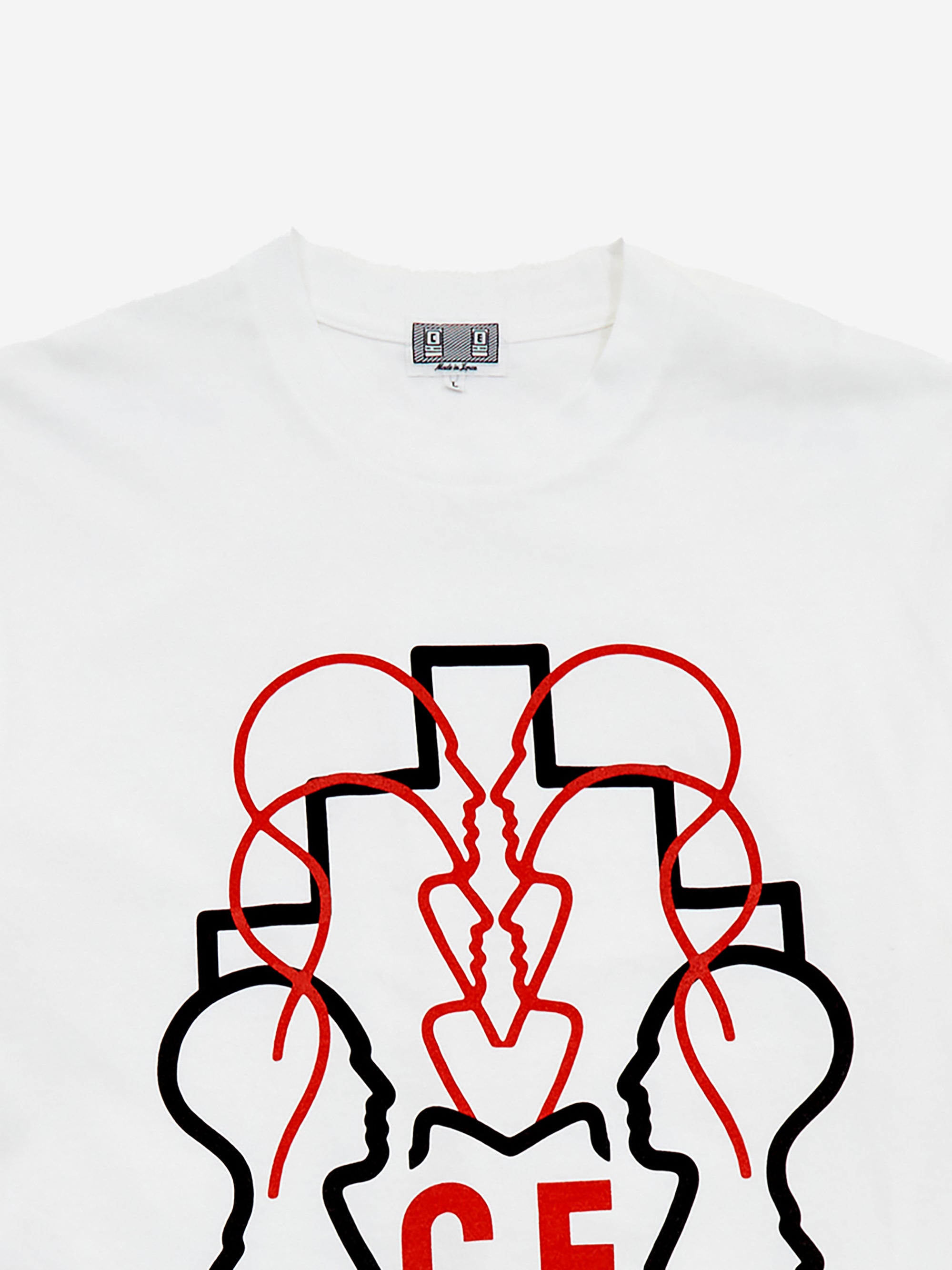 C.E Cav Empt WB Ziggurat Heads II star C.E red T-Shirt - White – Goodhood