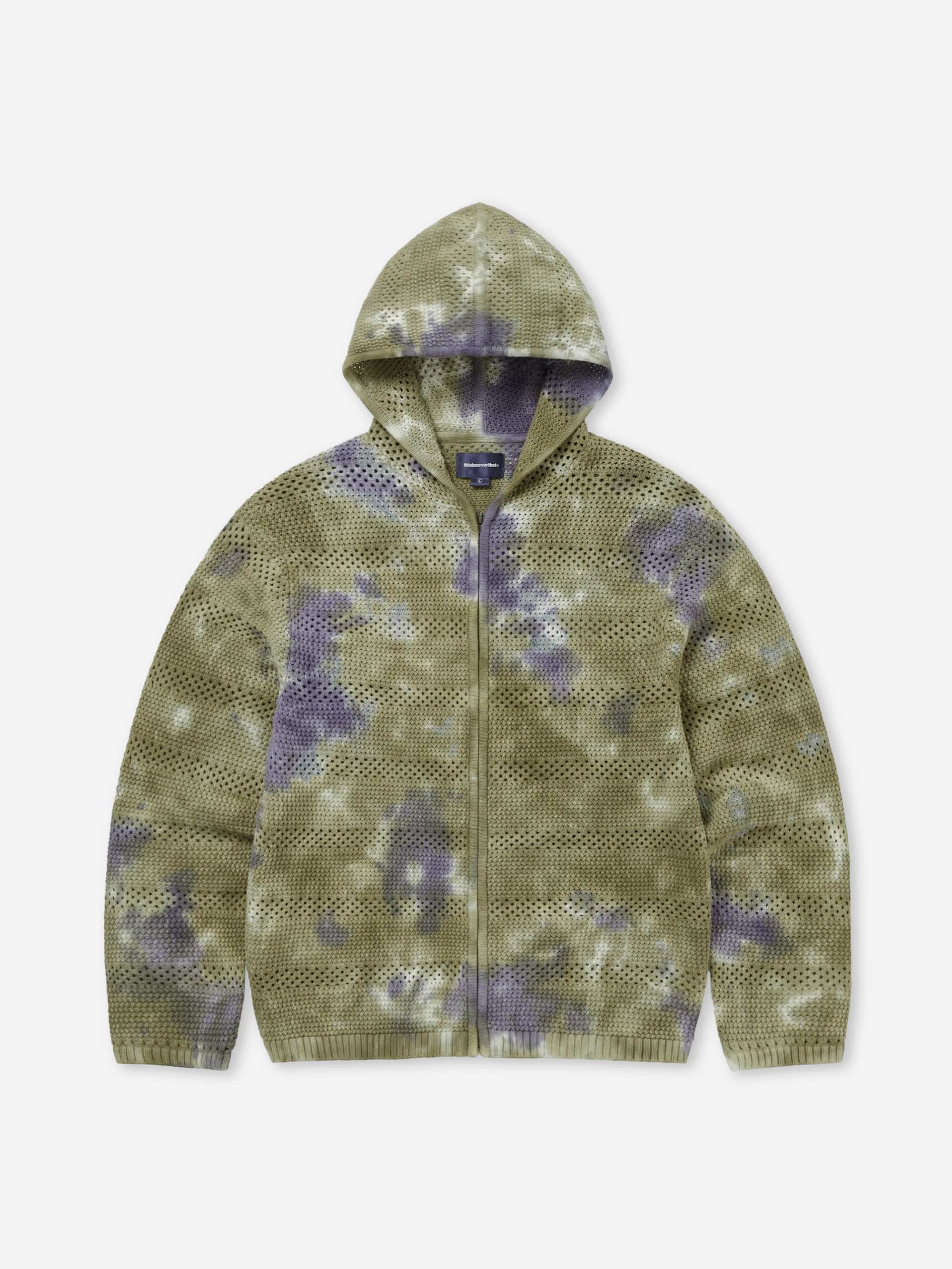 thisisneverthat Crochet Knit Zip Hoodie - Olive – Goodhood