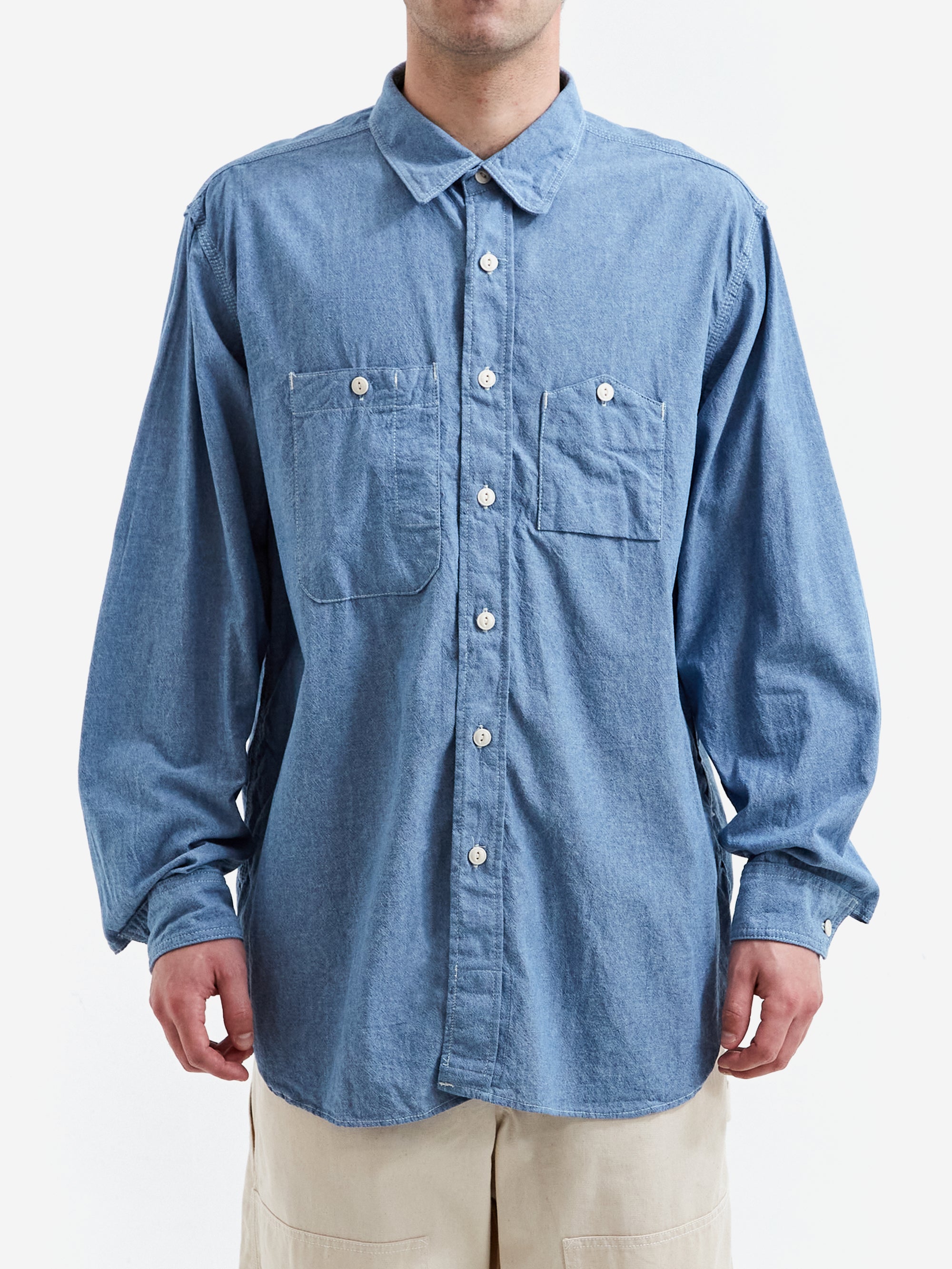 Engineered Garments Work Shirt - Light Blue Cotton Chambray