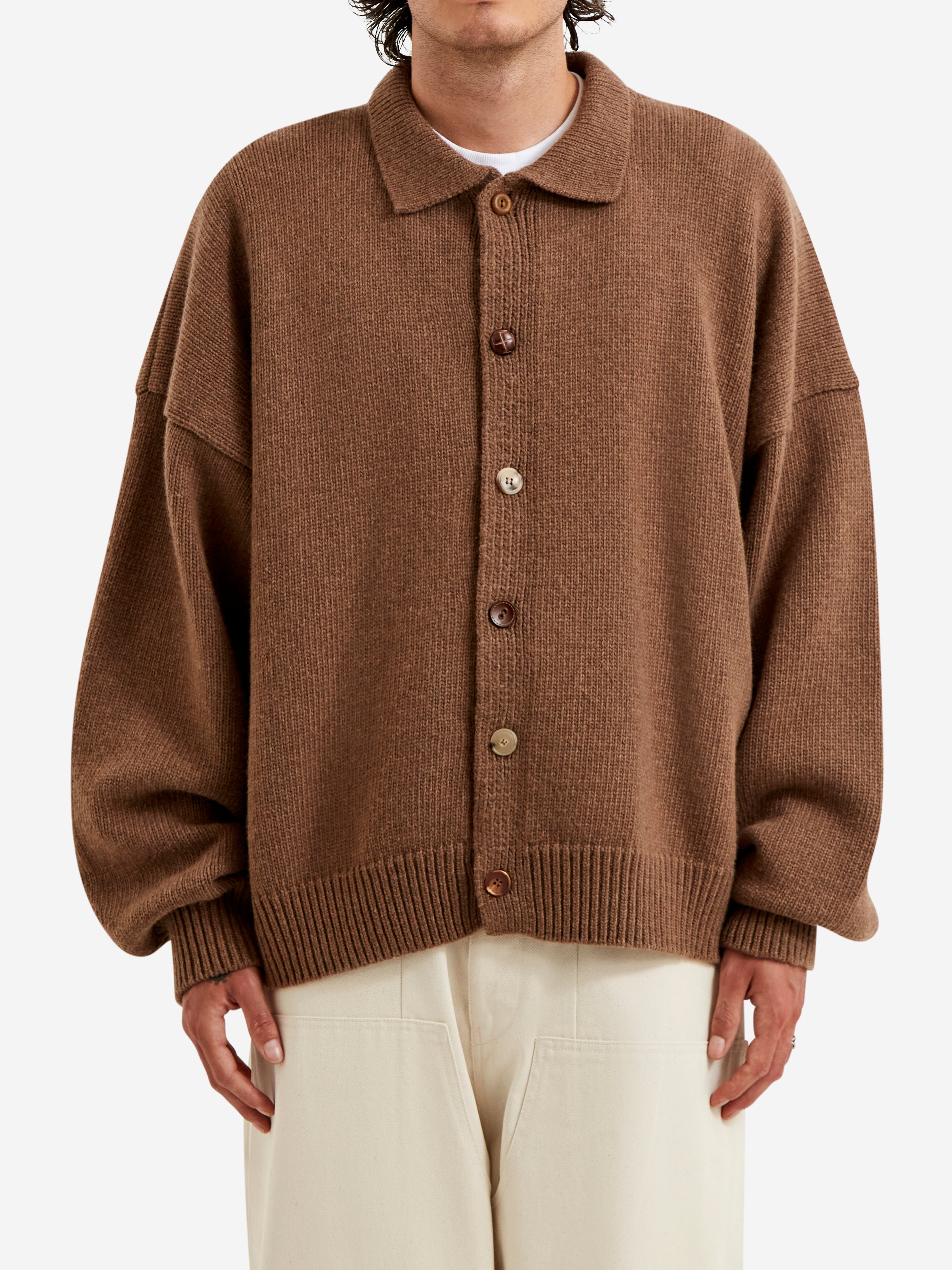 Estudio Niksen Mismatch Button Cardigan - Brown – Goodhood