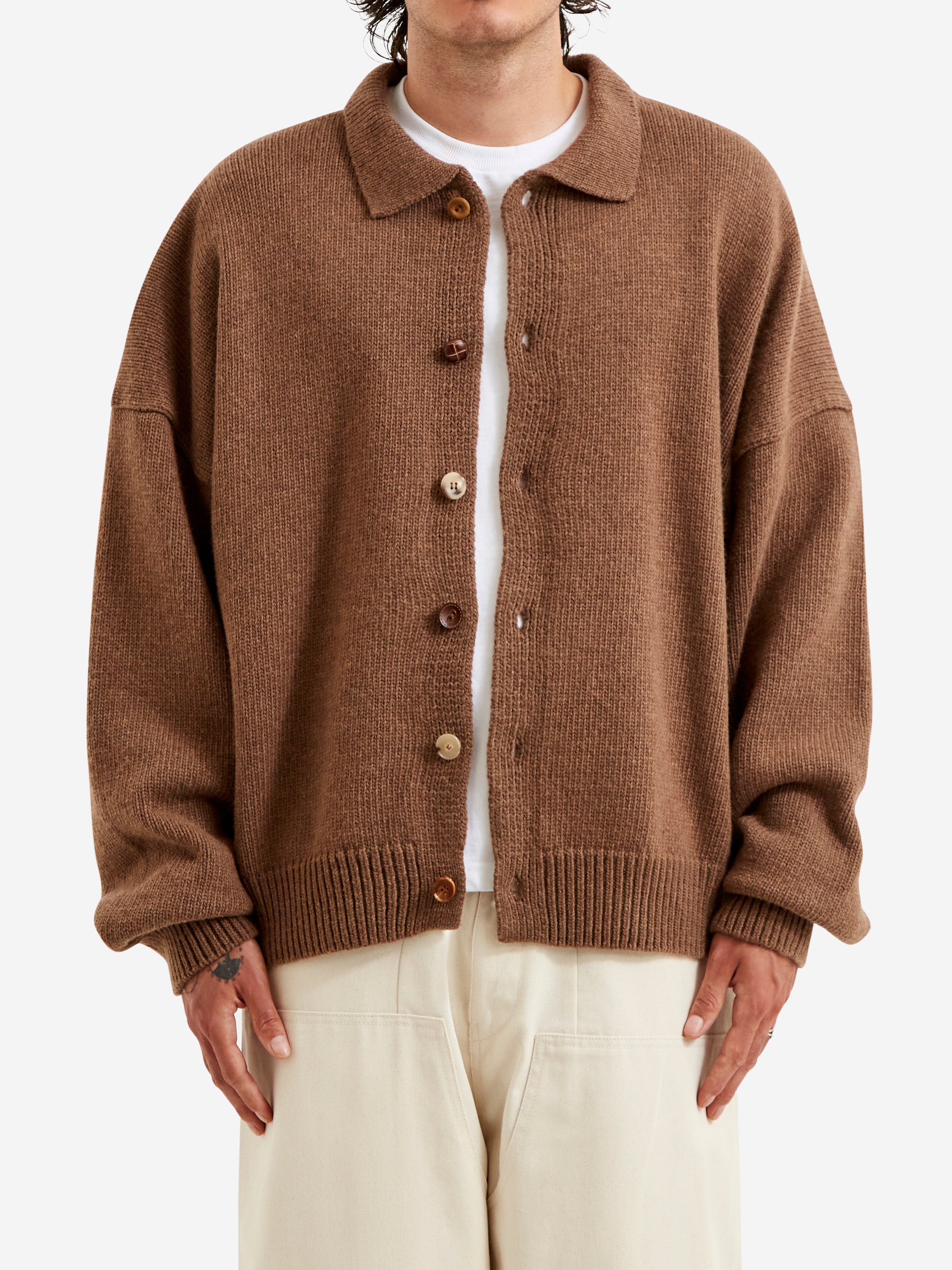 Estudio Niksen Mismatch Button Cardigan - Brown – Goodhood