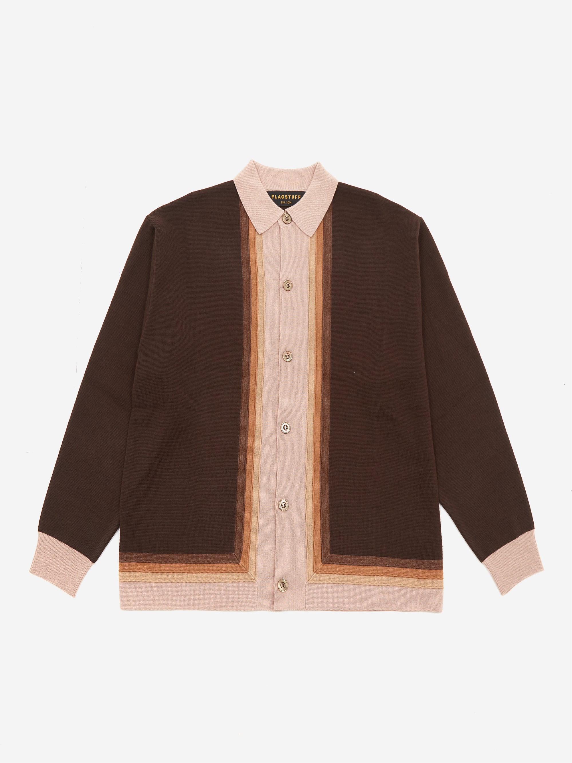 Flagstuff Stripe Knit Cardigan - Brown