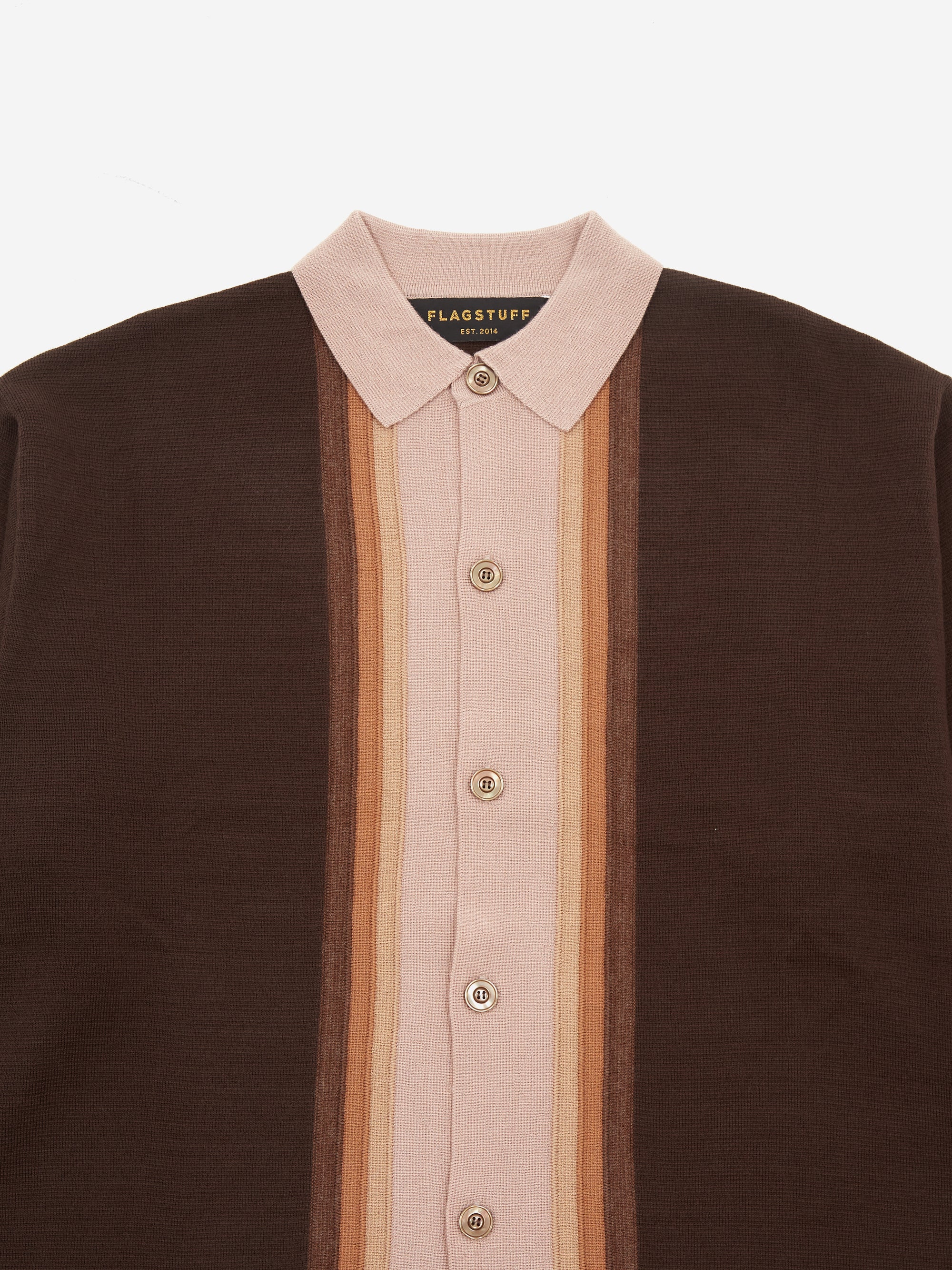 Flagstuff Stripe Knit Cardigan - Brown