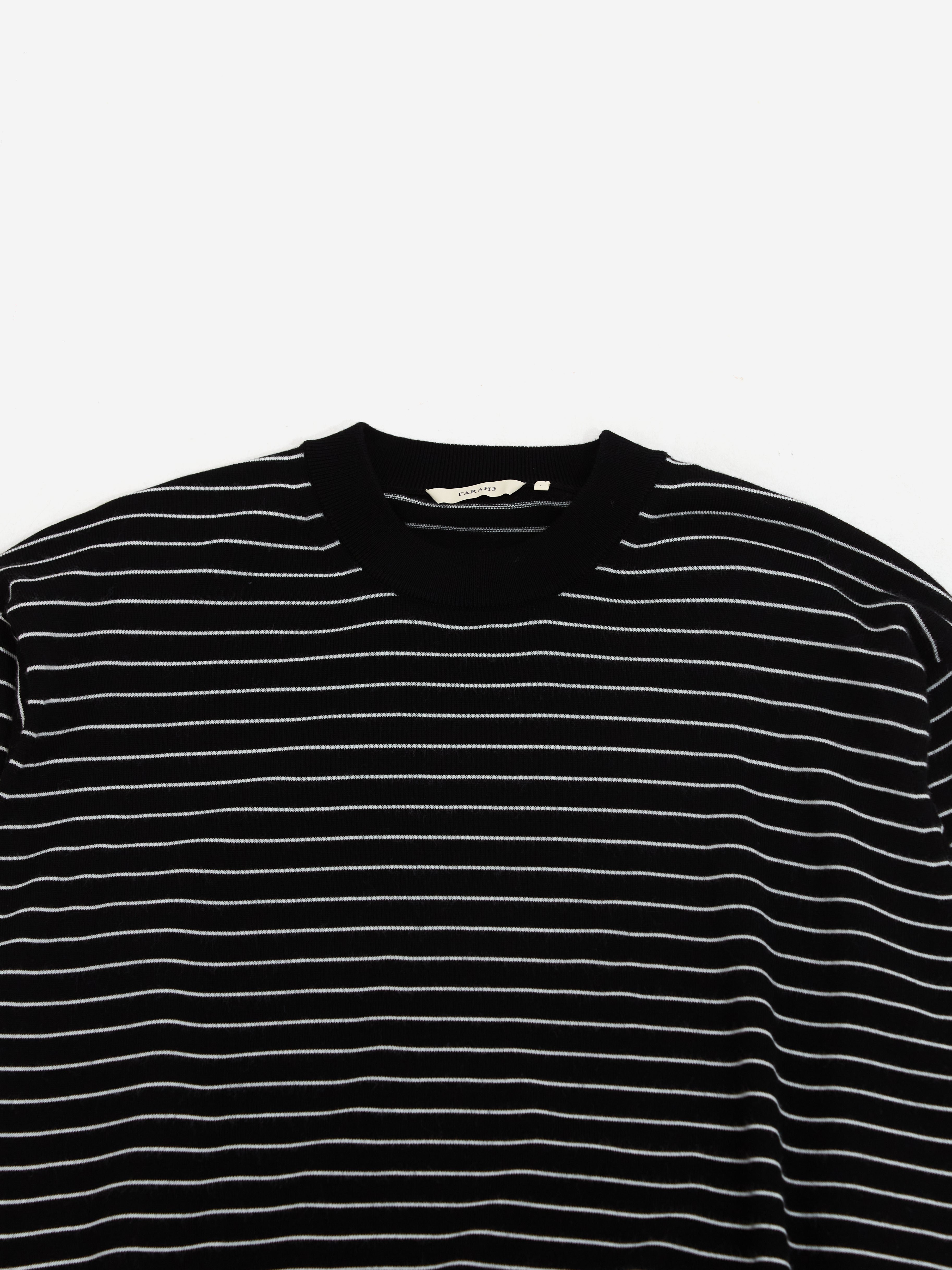 Farah Japan High Gauge Striped Crewneck Sweater - Black / White 