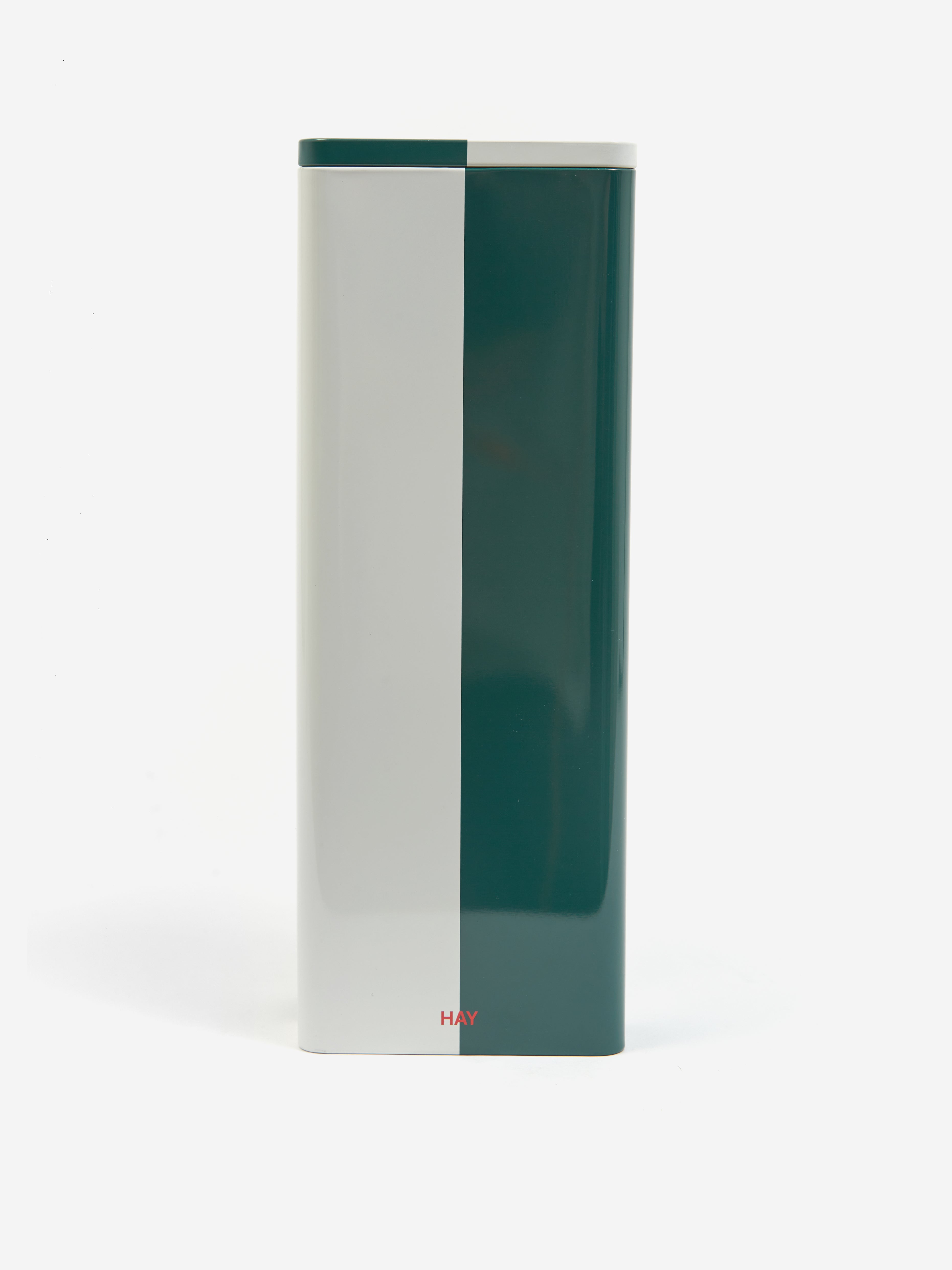 HAY Tin Container Slim - Green And Off-White  Goodhood