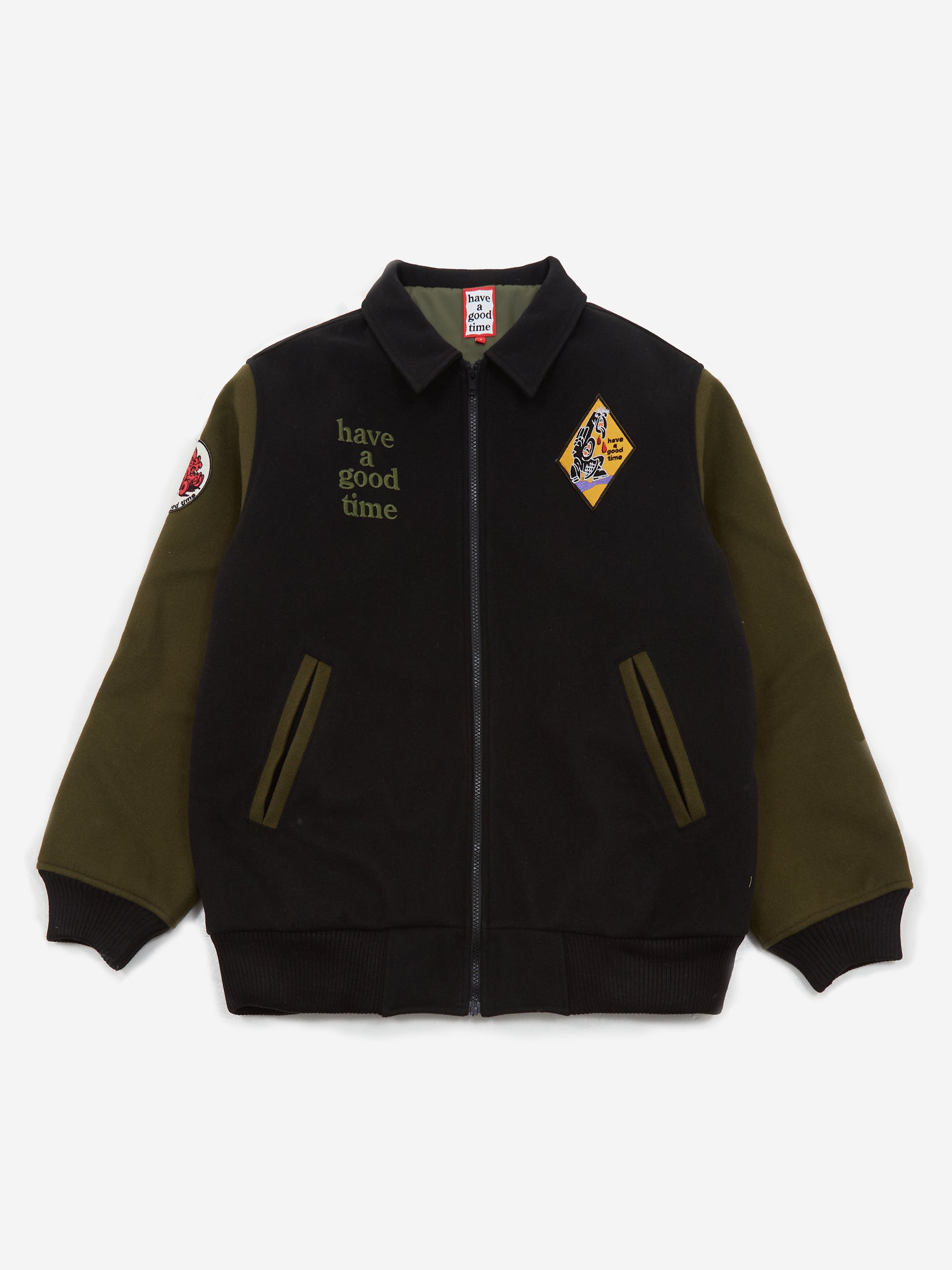 Have A Good Time Horfee Patch 2tone Jacket - Black/Military Green