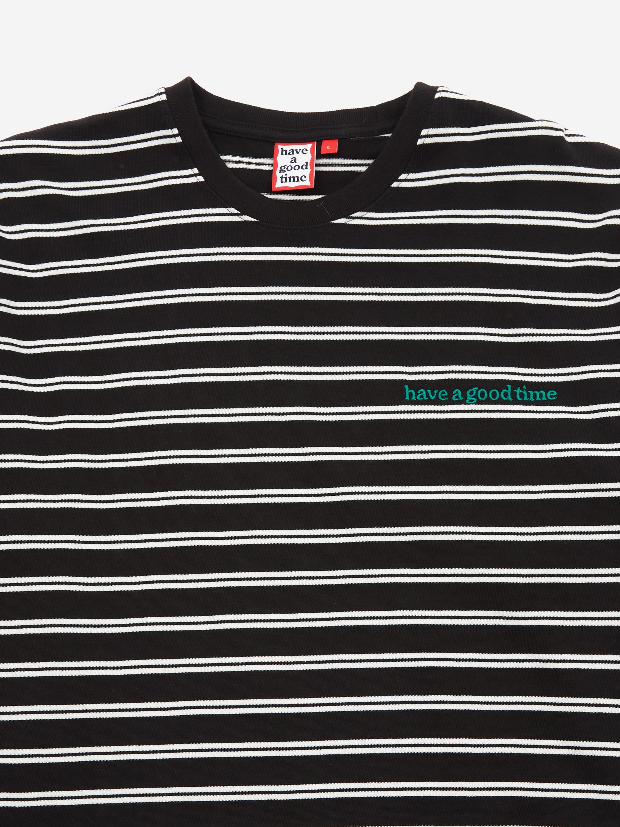 Have A Good Time Side Logo Striped Long Sleeve T-Shirt - Black