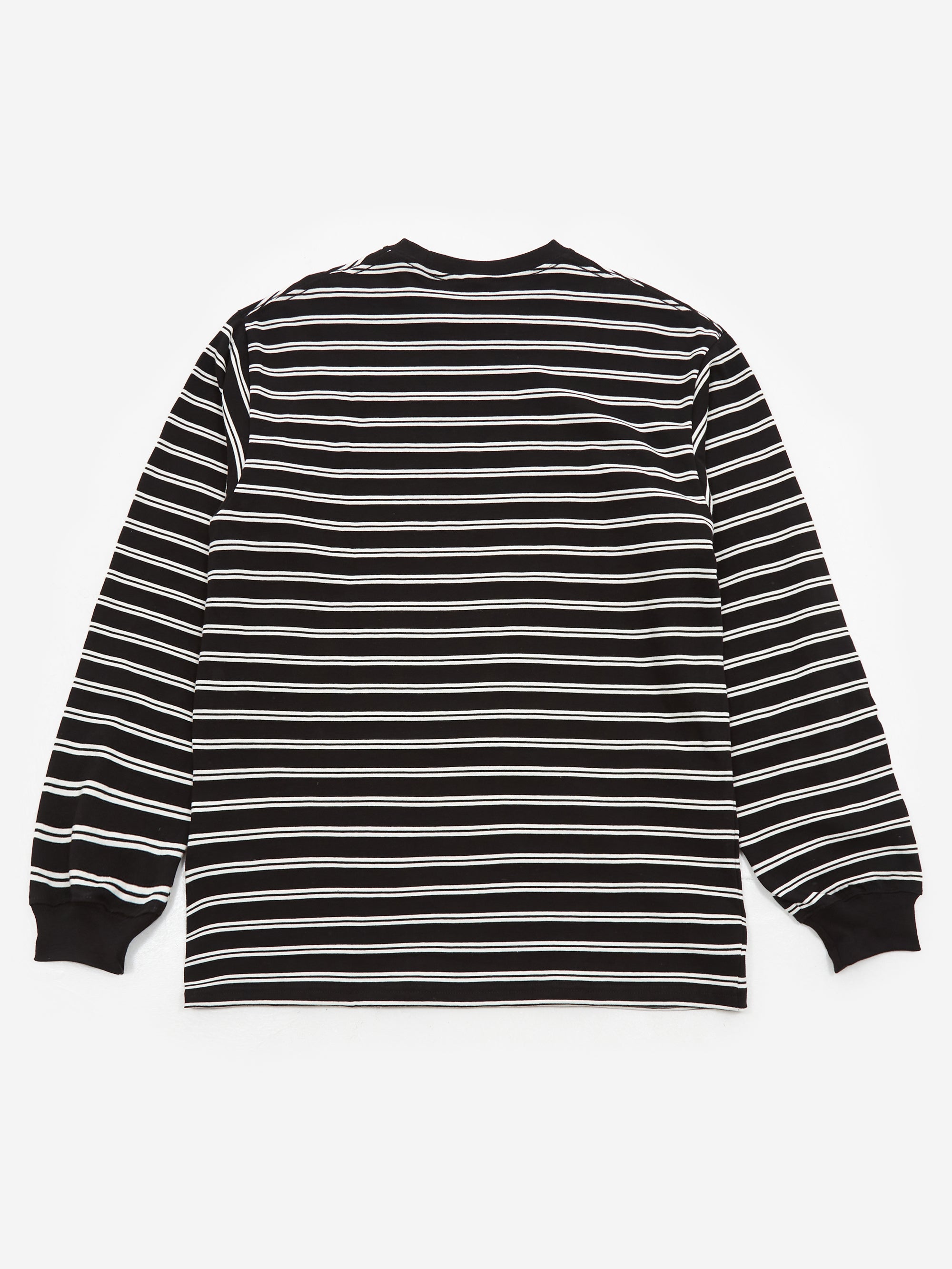 Have A Good Time Side Logo Striped Long Sleeve T-Shirt - Black