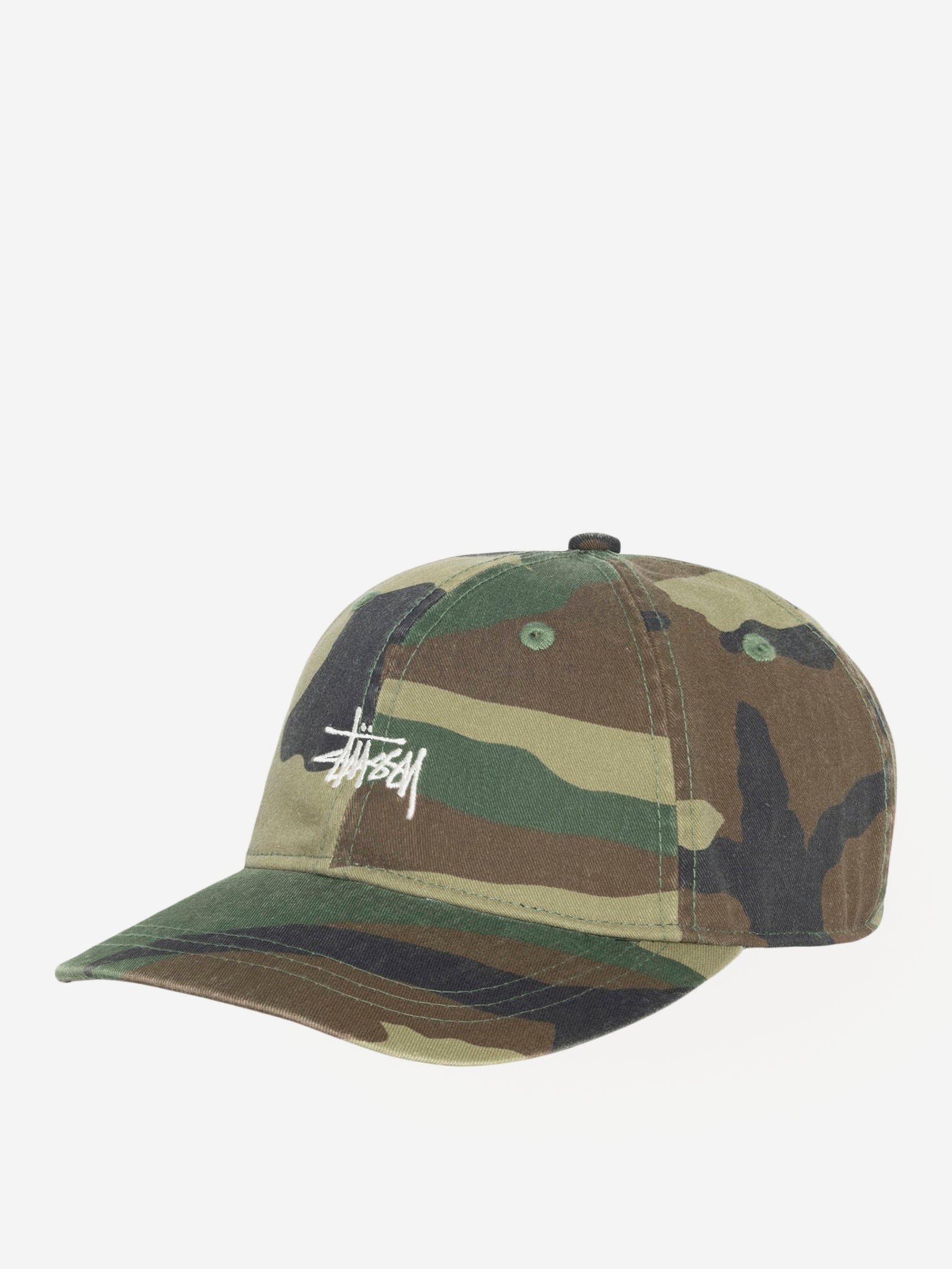 Stussy Basic Washed Low Pro Cap - Woodland Camo – Goodhood