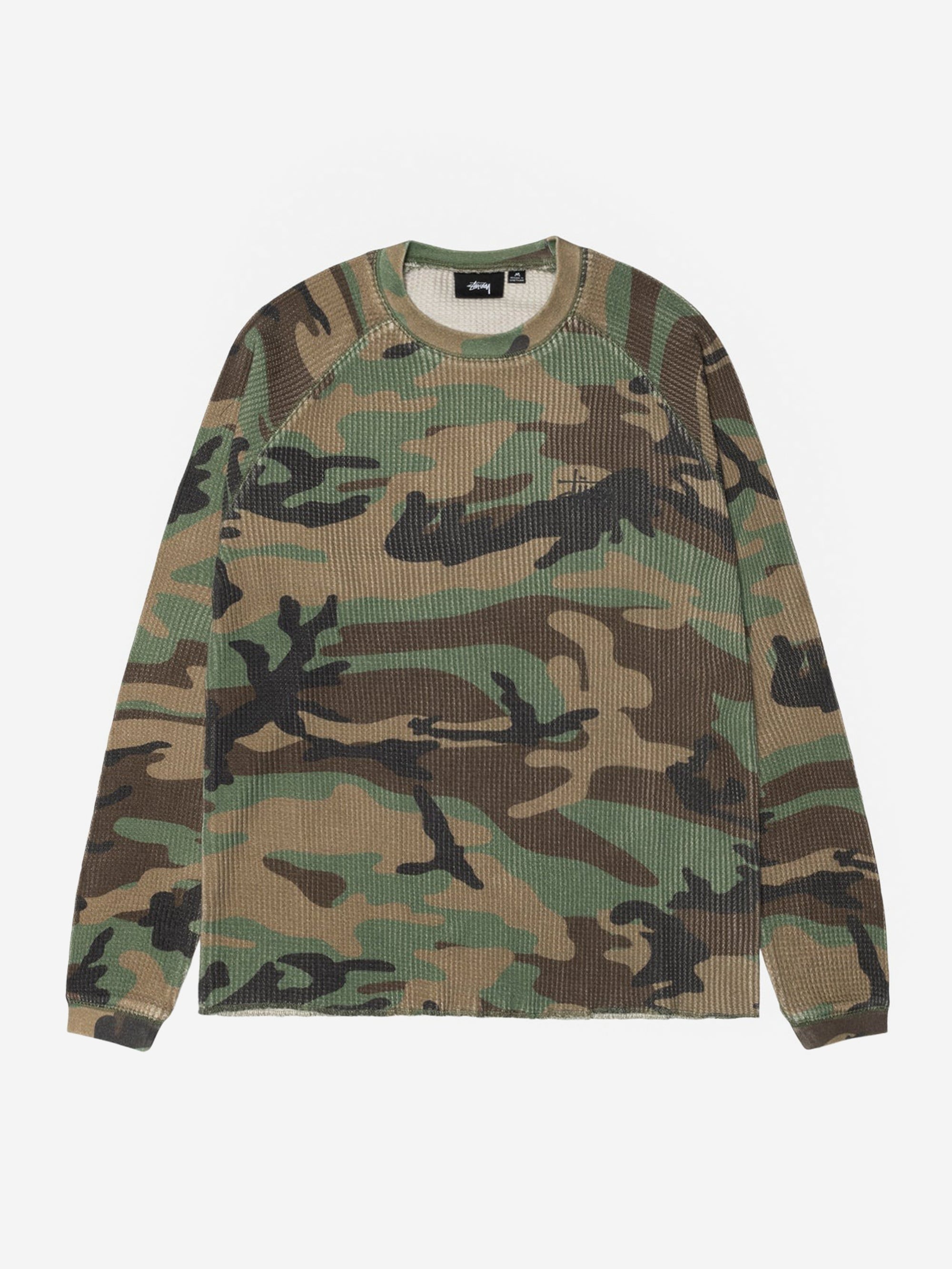 Stussy Raglan Thermal Basic Stock - Woodland Camo – Goodhood