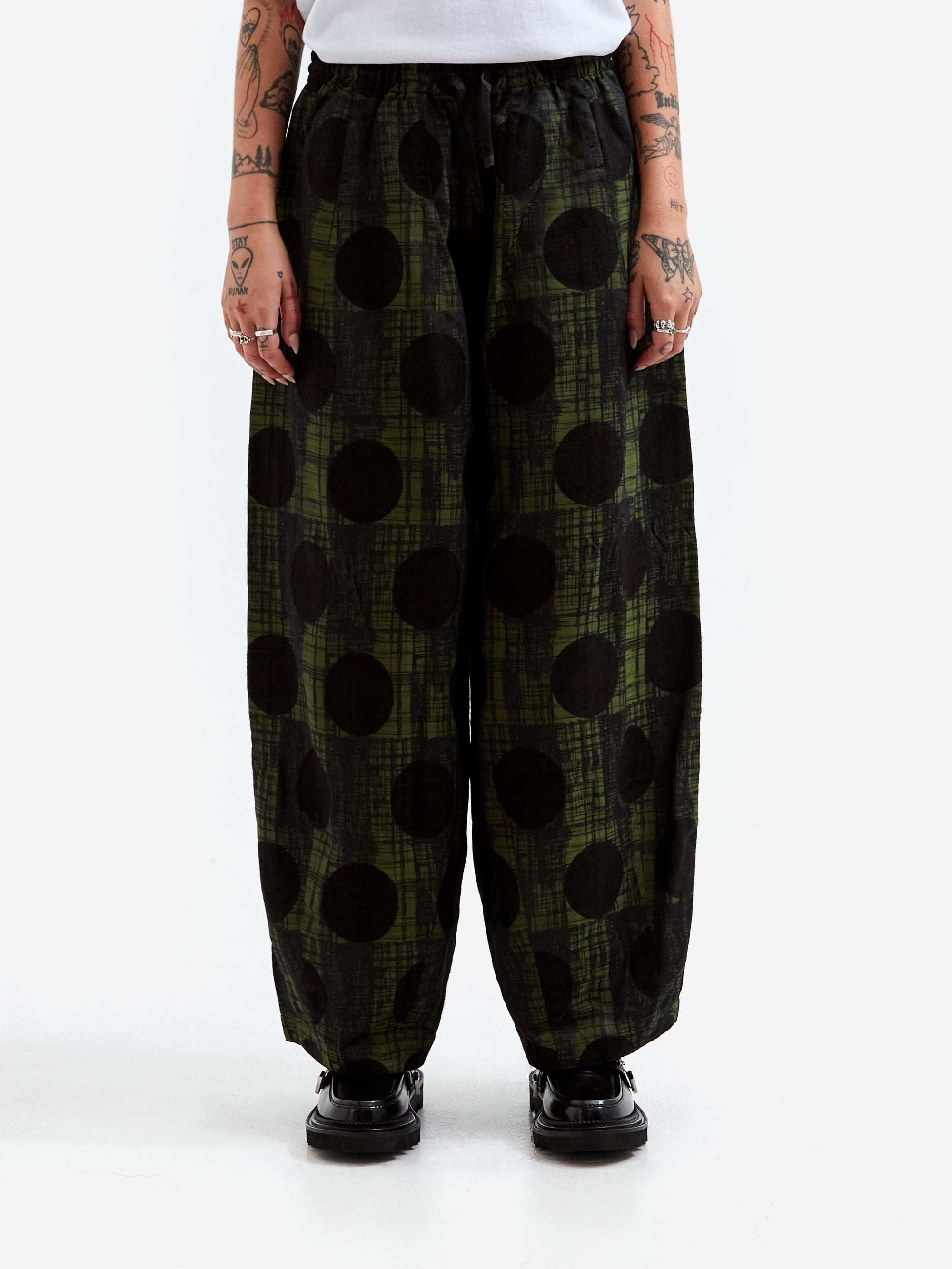 Needles H.D.P. Pant - PE/R/AC/W Plaid&Polkadot Jq. - Green