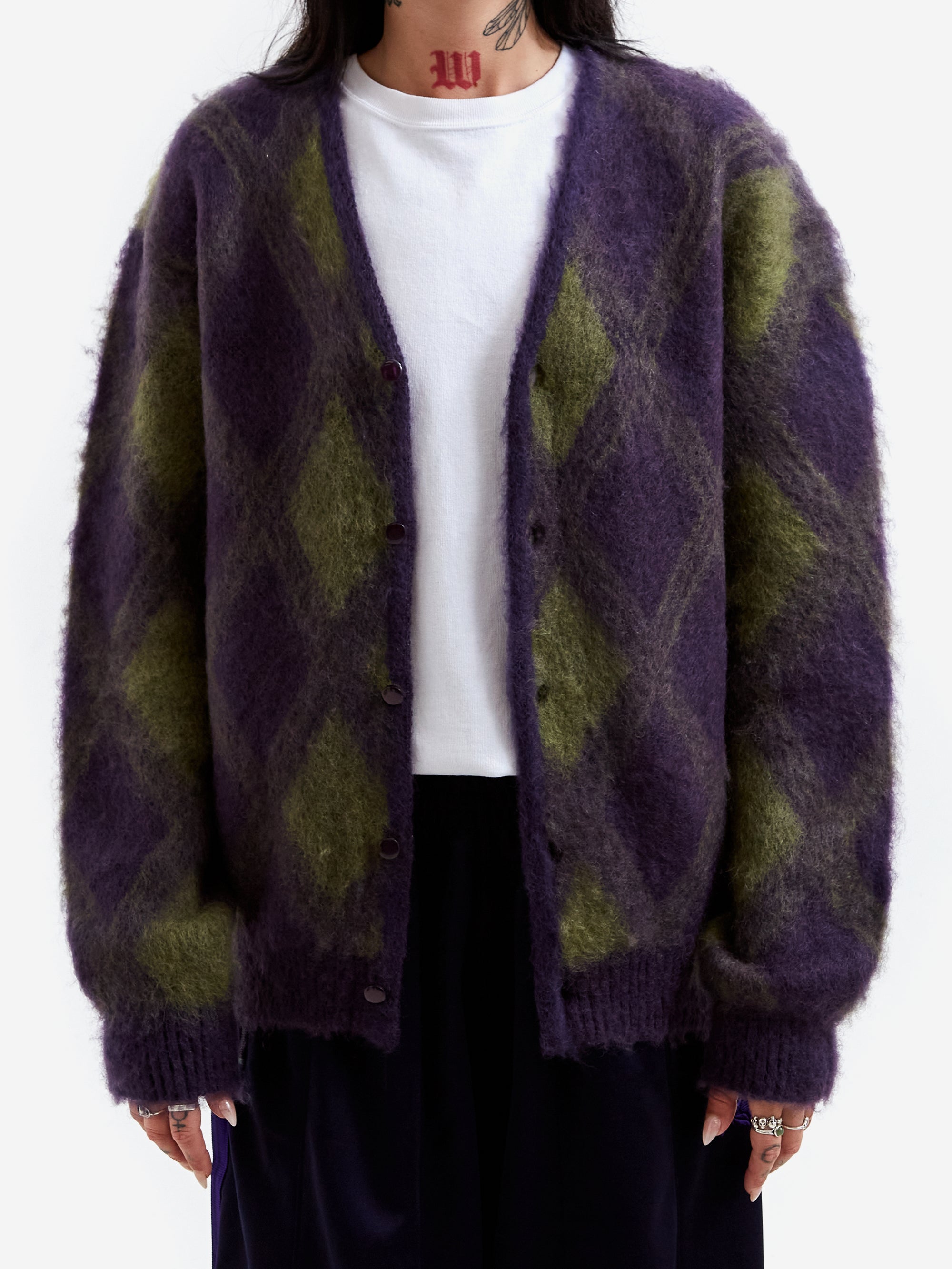 Needles Mohair Cardigan - Argyle W - Purple – Goodhood