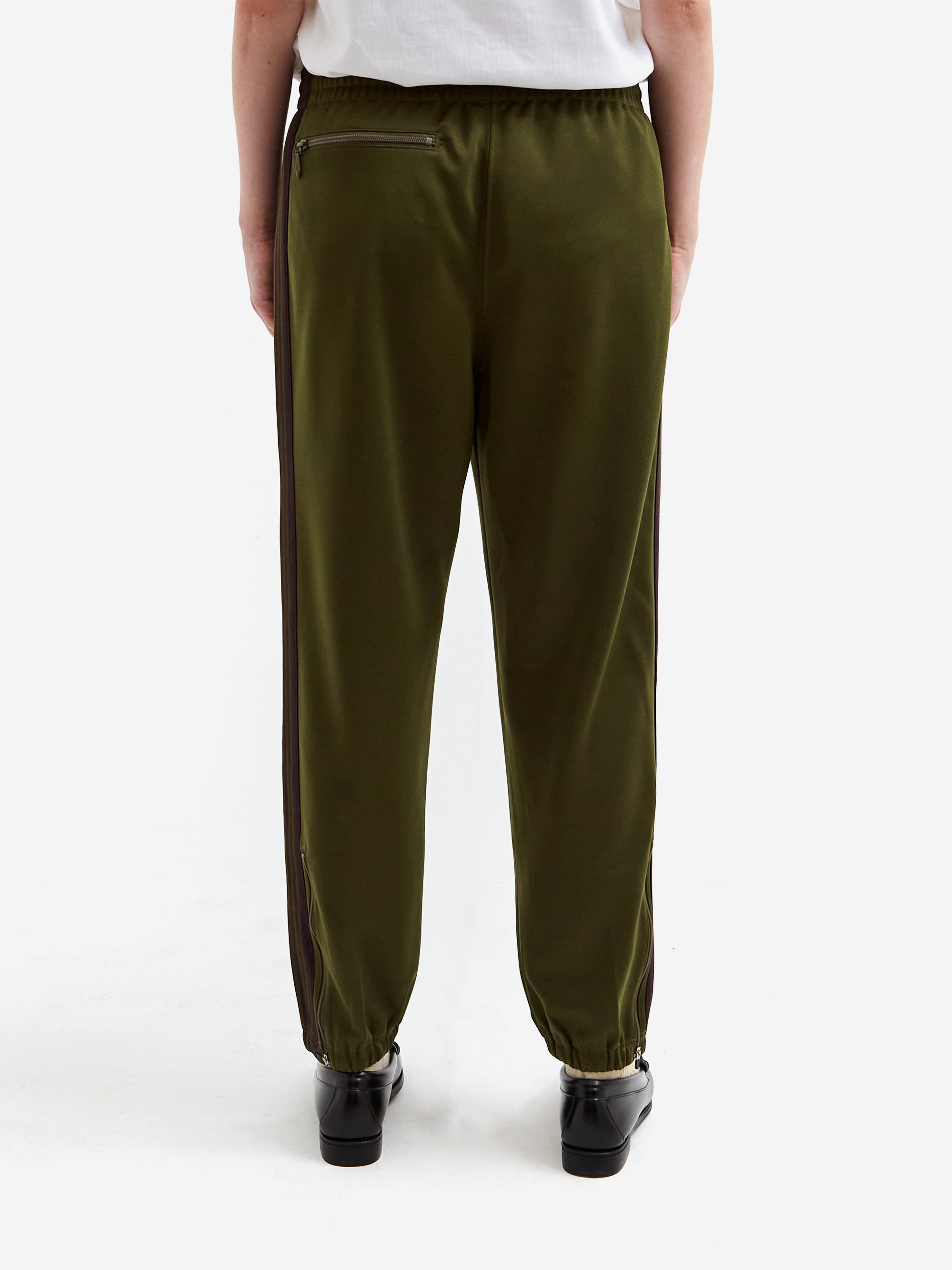 Needles Zipped Track Pant - Poly Smooth - Olive