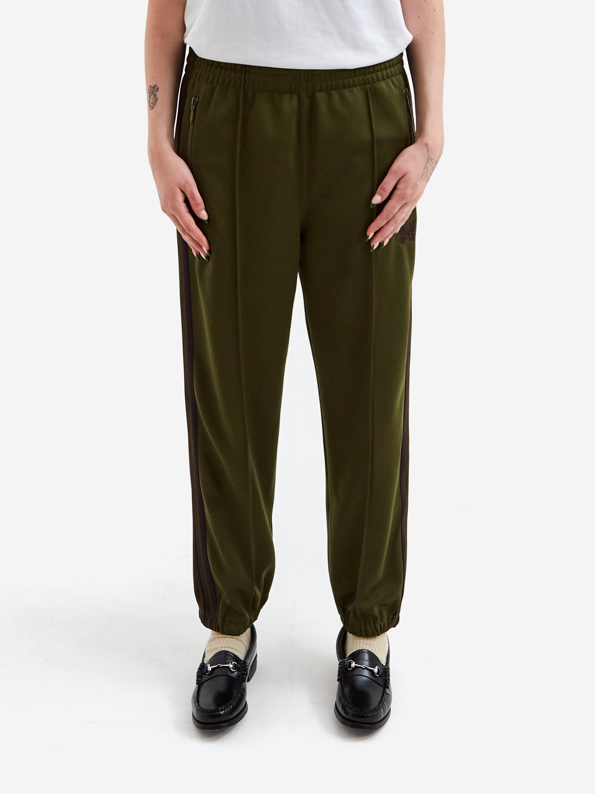 Needles Zipped Track Pant - Poly Smooth - Olive – Goodhood