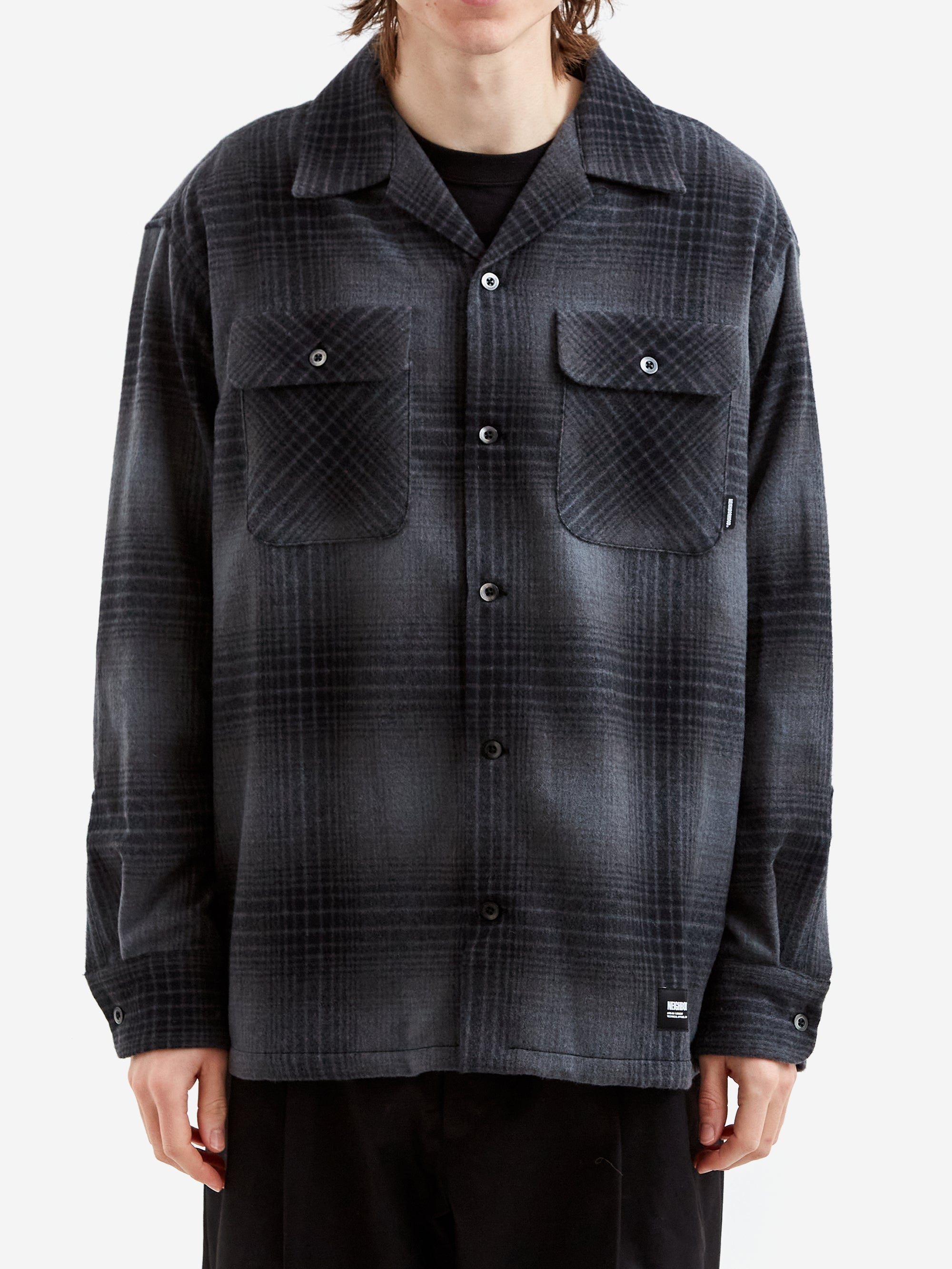 Neighborhood Wool Hombre Check Shirt Long Sleeve - Gray