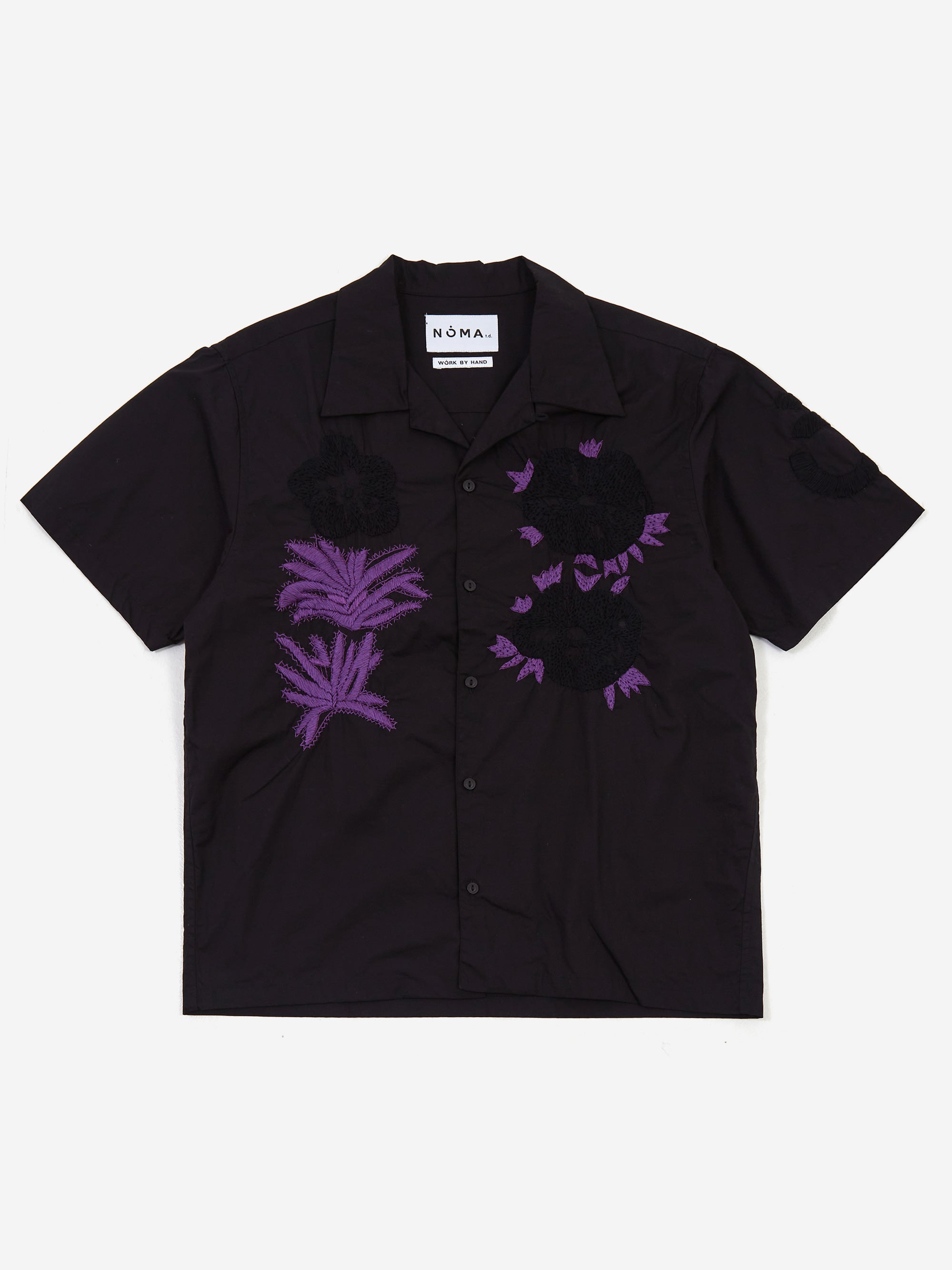 NOMA t.d. Flower & Cactus Hand Embroidery Shirt - Black