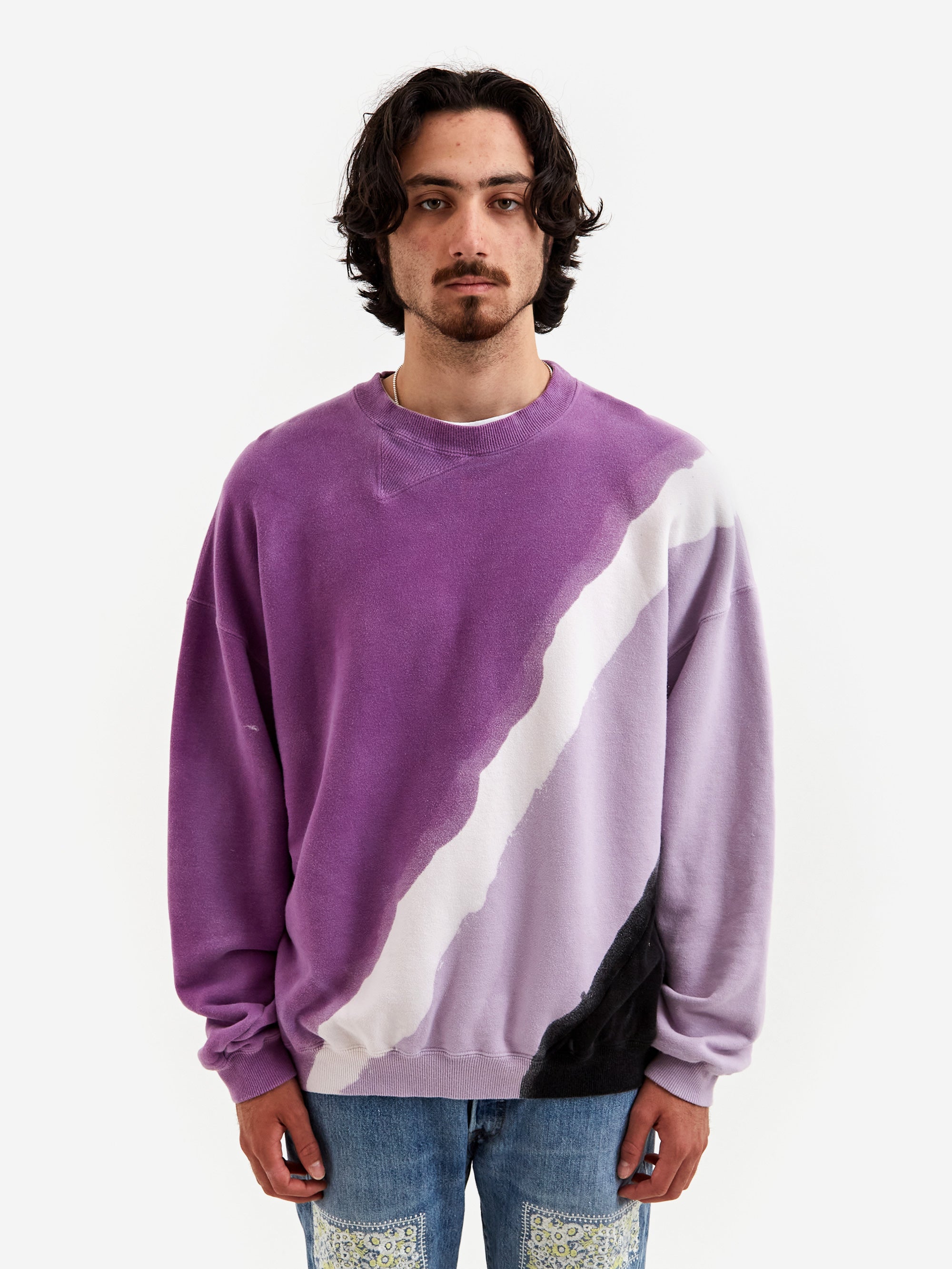 NOMA t.d. Hand Dyed Twist Sweat - Diagonal Purple