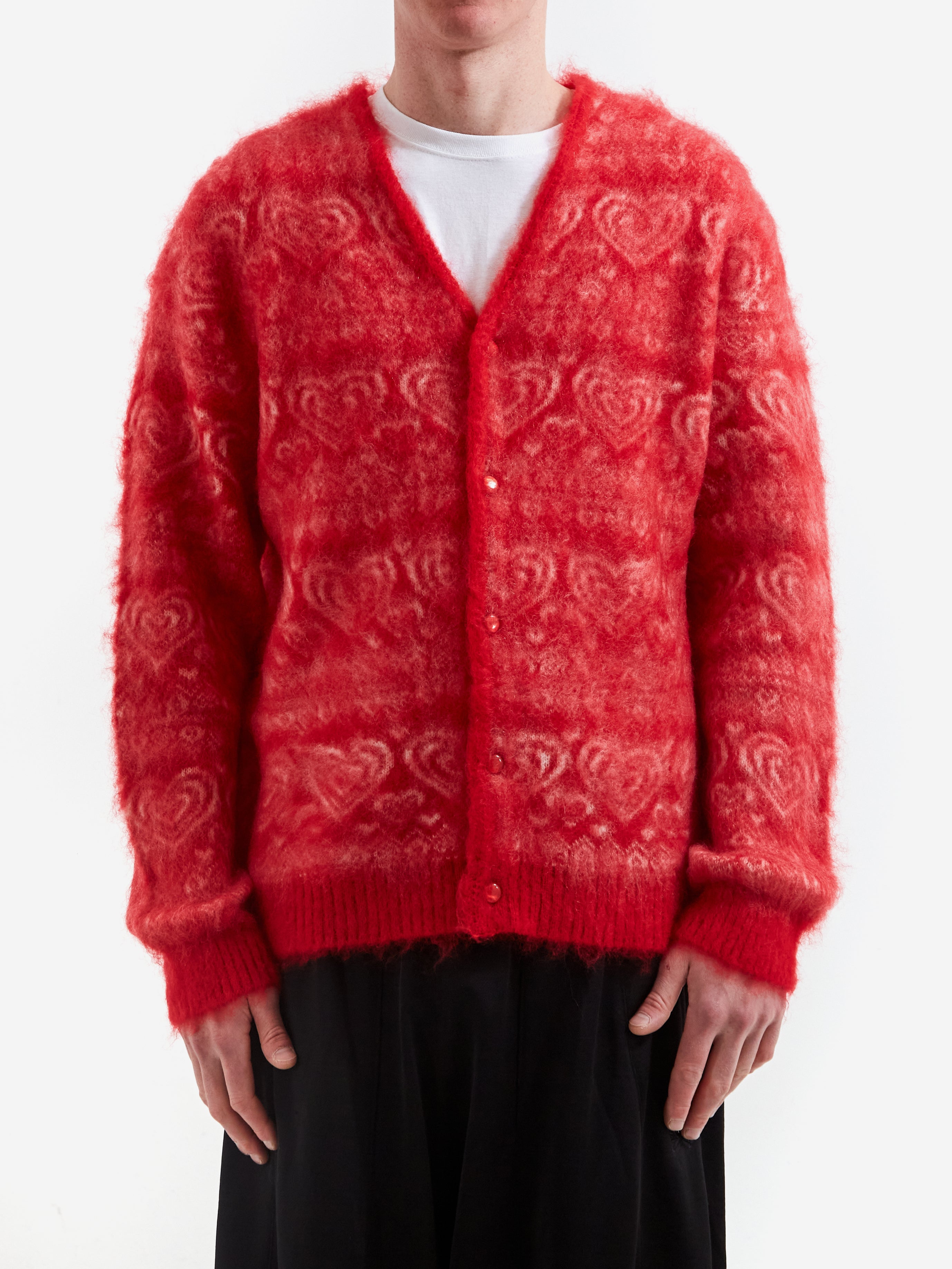 Needles Mohair Heart Cardigan - Red – Goodhood