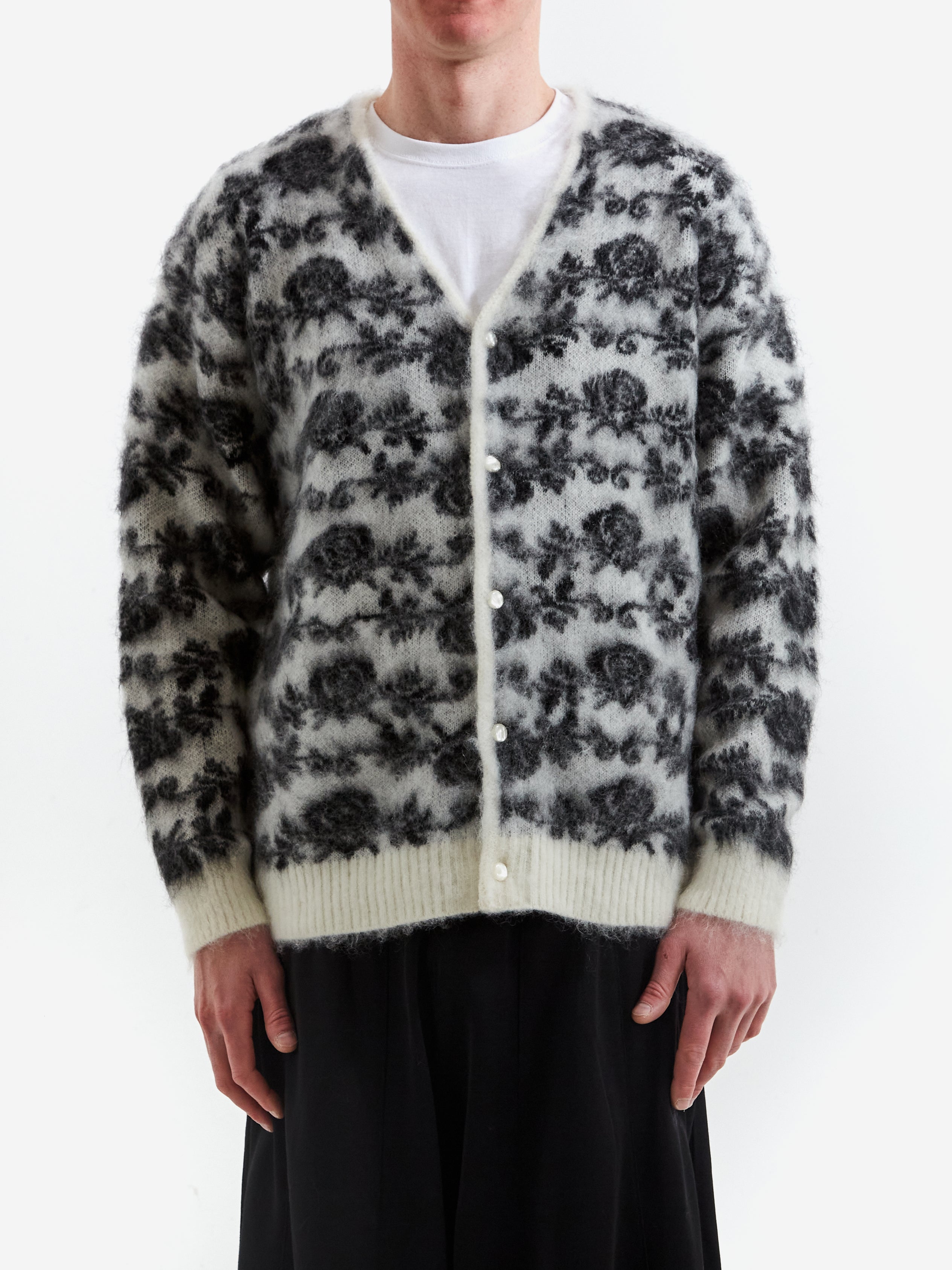 トップス NEEDLES MOHAIR CARDIGAN - ROSE Needles Mohair Rose Cardigan (Ice White) – Bows and Arrows