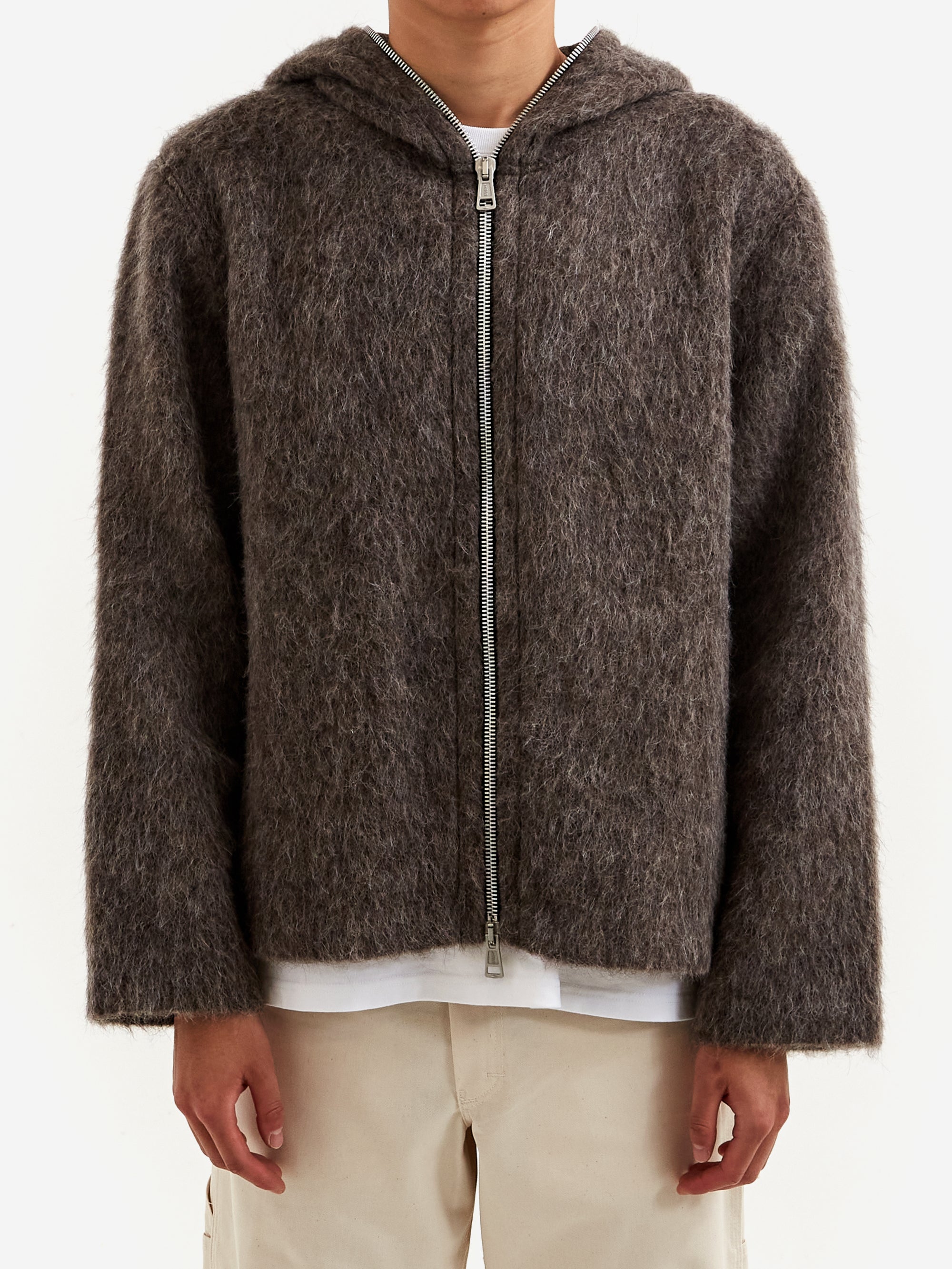 OUR LEGACY FULL ZIP HOOD Mole Mohair-