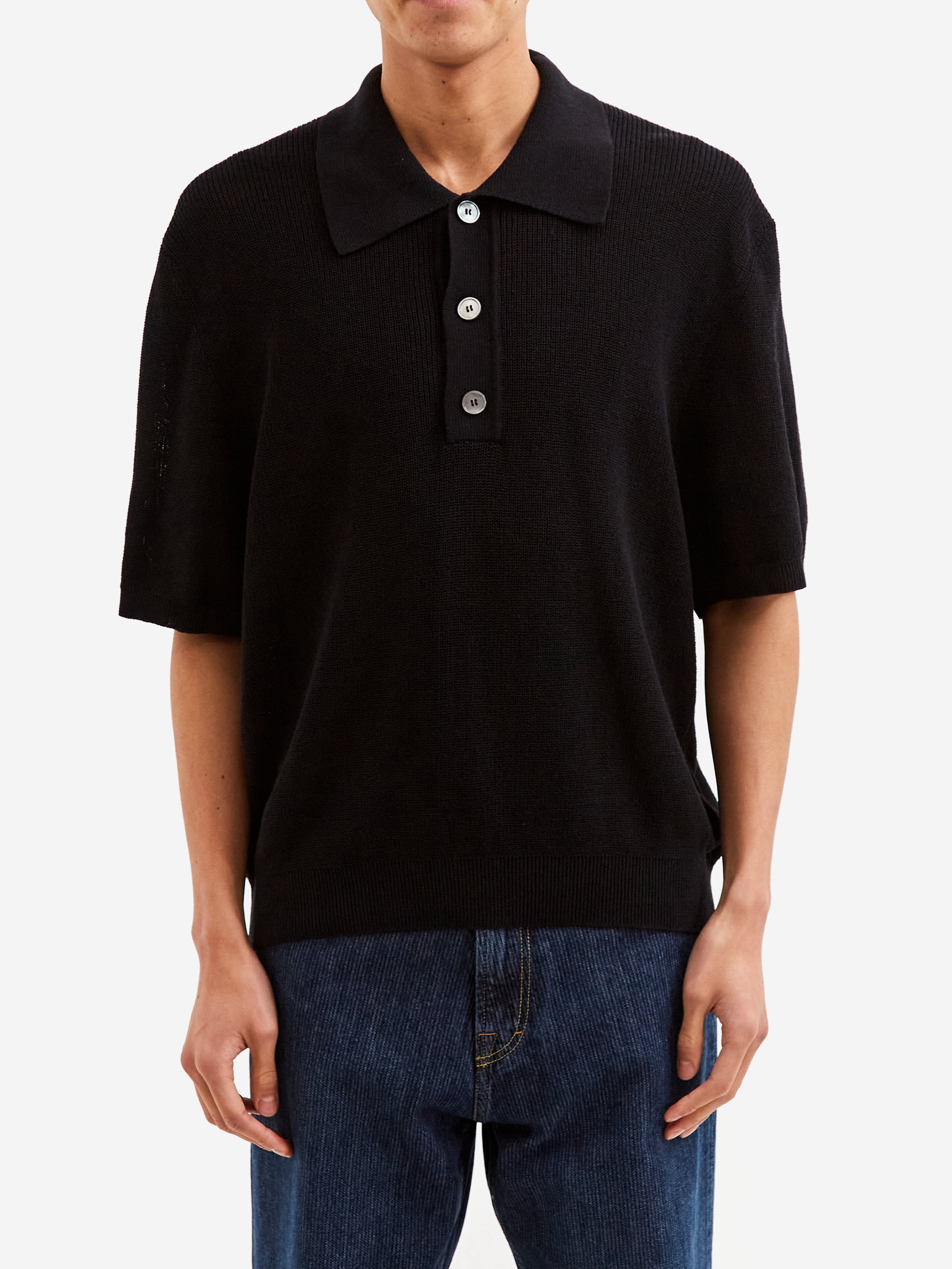 Our Legacy Traditional Polo - Shadow Black Crispy Cotton – Goodhood