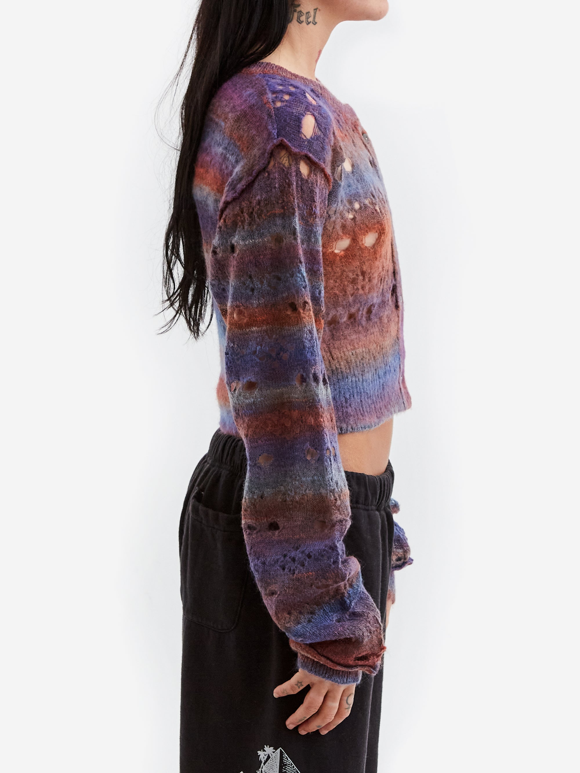 Holey Pattern Mohair Knit CardiganHoleyPatte