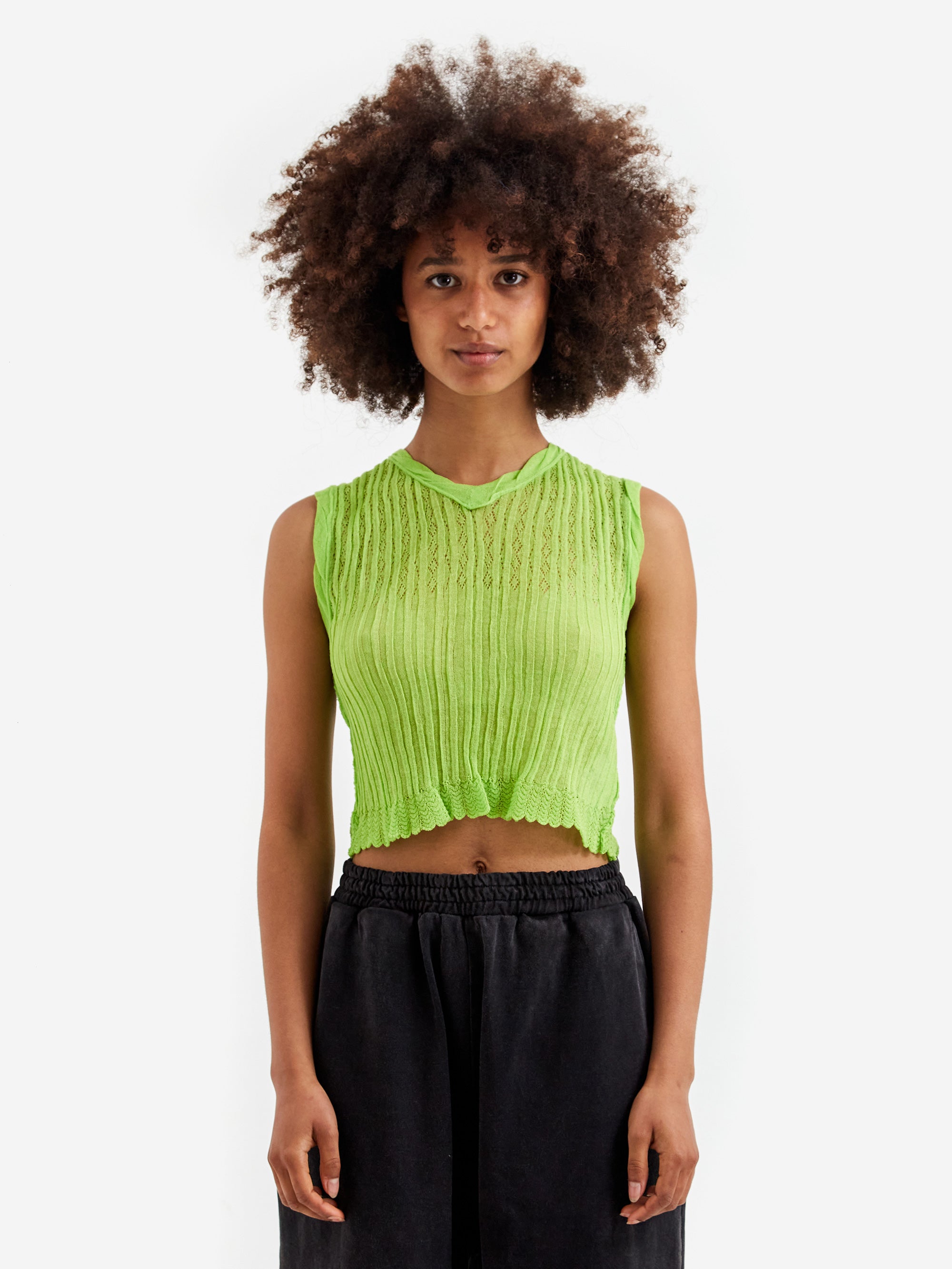 Perverze Tiny Rib Cropped Vest - Green – Goodhood