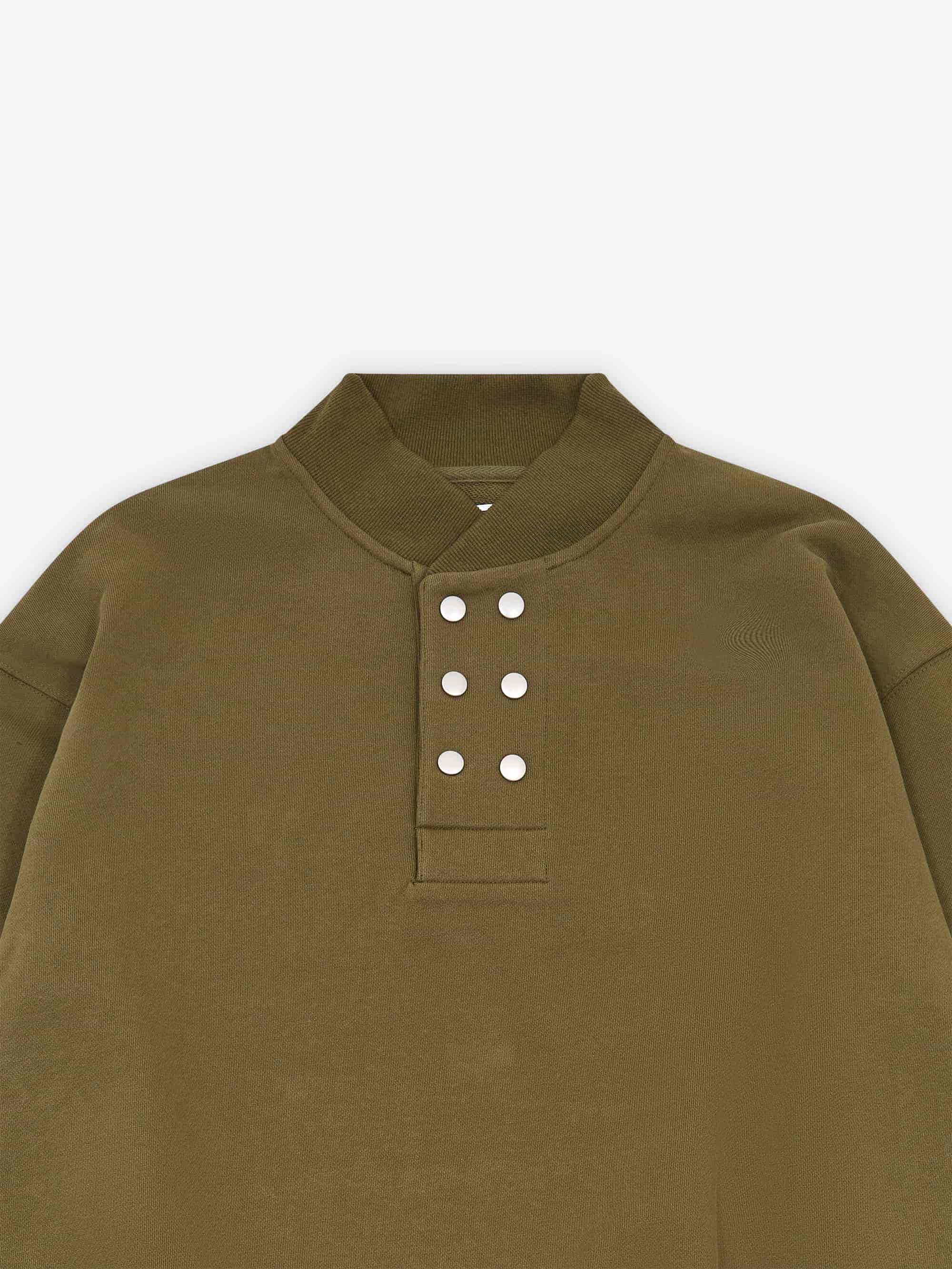 Phingerin Double Henley Sweatshirt - Olive Drab – Goodhood
