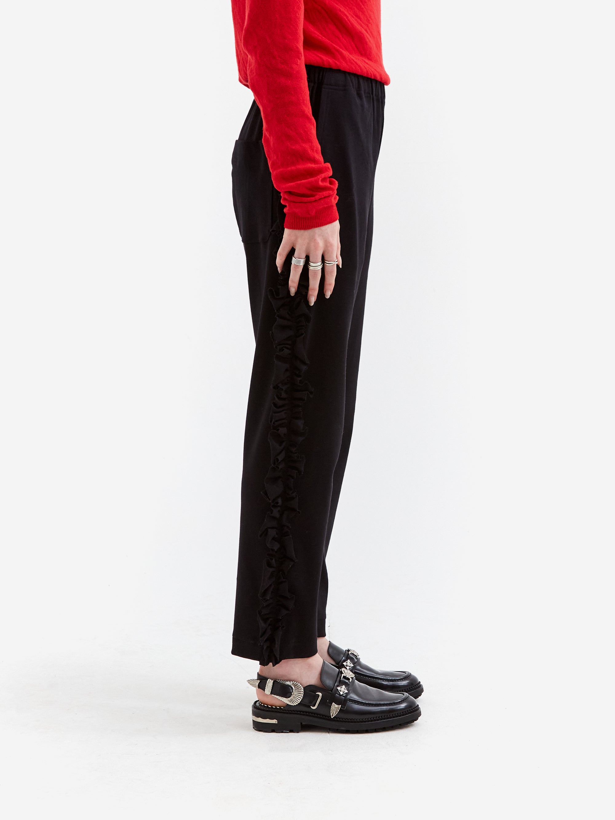 Rhodolirion Swallow Frill Side Pants - Black – Goodhood