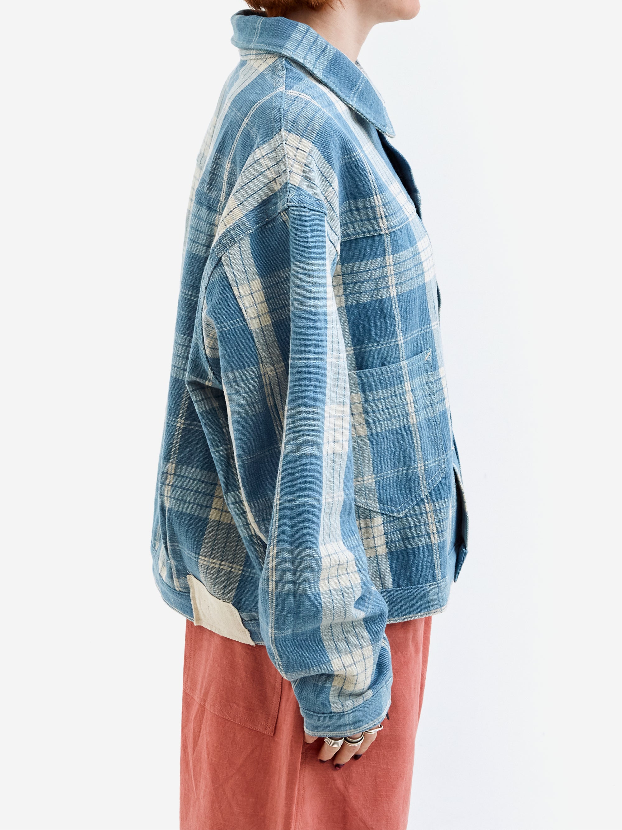 Story mfg. Sundae Jacket - Indigo Ecru Check